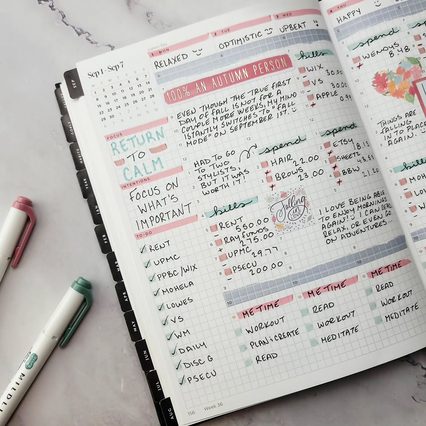 Returning back to a state of calm.