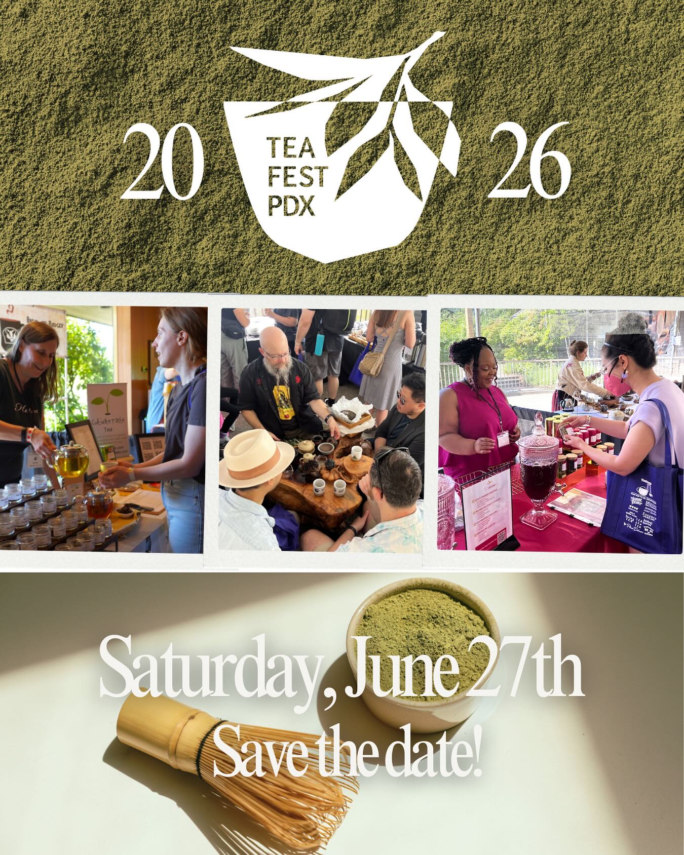 ✨ Save the Date! ✨
Nothing makes us happier than sharing a cup with you 💚 That’s why we’re so excited to announce that TeaFestPDX will return on Saturday, June 27, 2026 🌿☕ Mark your calendars, we look forward to seeing you!
Keep an eye out for more announcements over the coming weeks ✨🍵
#teafestpdx #tea #pdx #teaevents #tealovers #tealife #teacommunity #teafestival #savethedate