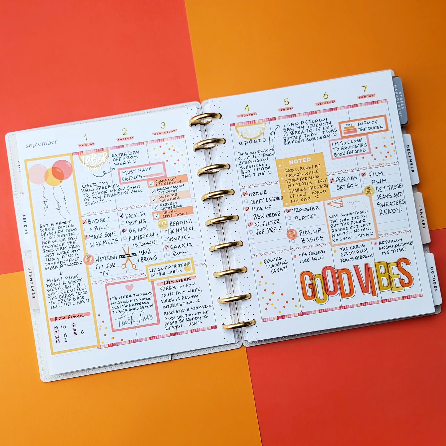 Nothing but #goodvibes for this week.
.
#afterthepen #plannerspread #weeklyspread #plannercommunity #planwithme #plannerlove #ilovemyhappyplanner #happyplanning #thehappyplanner #iamahappyplanner #planneraddict #stickeraddict #plannerobsessed #plannerlife #planahappylife #planyourweek #plannernerds #plannerstickers #happyplannerinspiration #checklistlayout