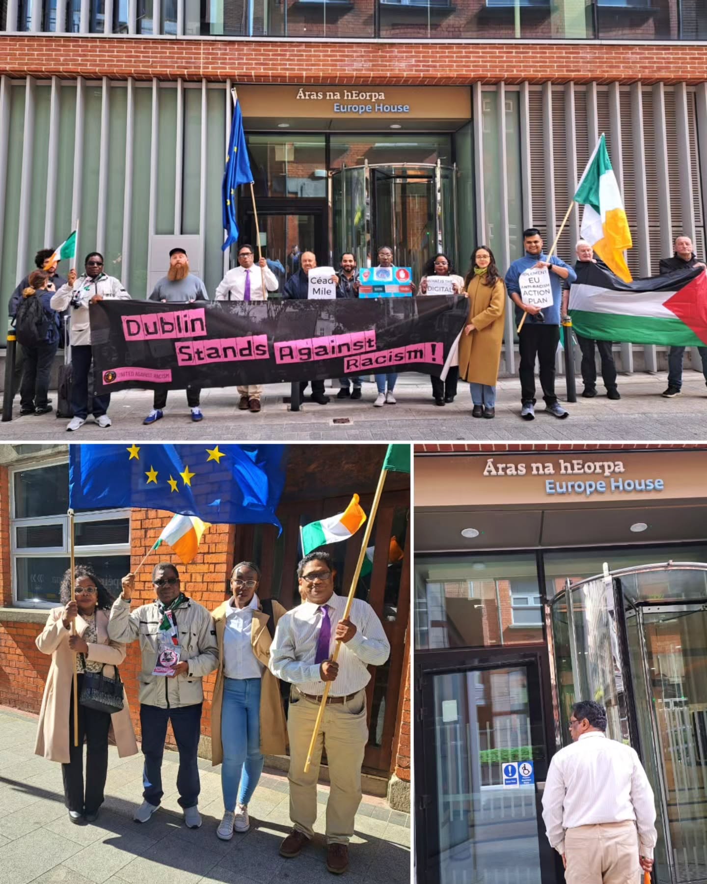 Dear Community,
Yesterday afternoon we held a silent assembly outside the European Commission Representation in Ireland — and we’re glad to say it was a success (and the rain even held off!). A funny twist: we spent the first 20 minutes outside their old building, and it turned out they had moved offices just two weeks ago without updating their website or Google listing. 😂🥺 @euireland #UhOhMoment
One of our posters highlighted the Digital Services Act, and the irony wasn’t lost on us — how can we trust institutions to regulate online spaces when they can’t even manage basic digital updates? Still, the message remains clear: we must stand up to bullies and uphold the law.
Our mission yesterday was to demand the implementation of the EU Anti-Racism Action Plan. The spiralling spread and algorithmic amplification of hate speech online is unacceptable, and we cannot ignore the serious gaps in hate crime data collection here in Ireland. For example, there is still no field for recording ethnicity, and while Gardaí claim there have been no significant attacks on Indians, they simultaneously set up a ‘Garda Indian Advisory Group’. Such contradictions only undermine trust.
We are truly grateful to @unitedagainstracismireland for joining us, and are looking forward to the Ireland Against Racism Carnival on 27th September.
We will continue to call for accountability, transparency, and real action against racism — both online and offline.
#AntiRacism #DigitalServicesAct #Ireland #StandTogether #UnitedAgainstRacism #IrelandAgainstRacism #NoToHate #StopHateSpeech #EqualityForAll #HumanRights #EndRacism #SocialJustice #TogetherAgainstRacism #EUAntiRacismActionPlan #CommunityPower #DiversityAndInclusion #Solidarity #Palestine #ActivismIreland #VoicesForChange