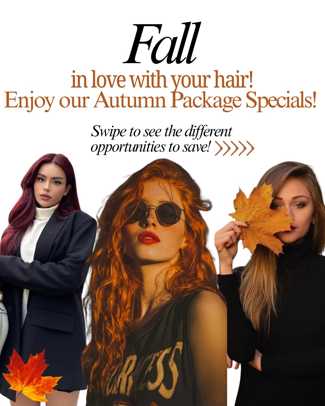 INTRODUCING our FALL packages! 🍁
Have you been thinking about getting one of these stunning hair colors?! Well here’s your sign & you can SAVE $ 🫶🏻
*offer valid while appointments last, with select stylists, valid until 11/16/25*
👉Confused on booking? DM US we are happy to help 🤎 we can’t wait to give you the main character fall look of your dreams!🍂