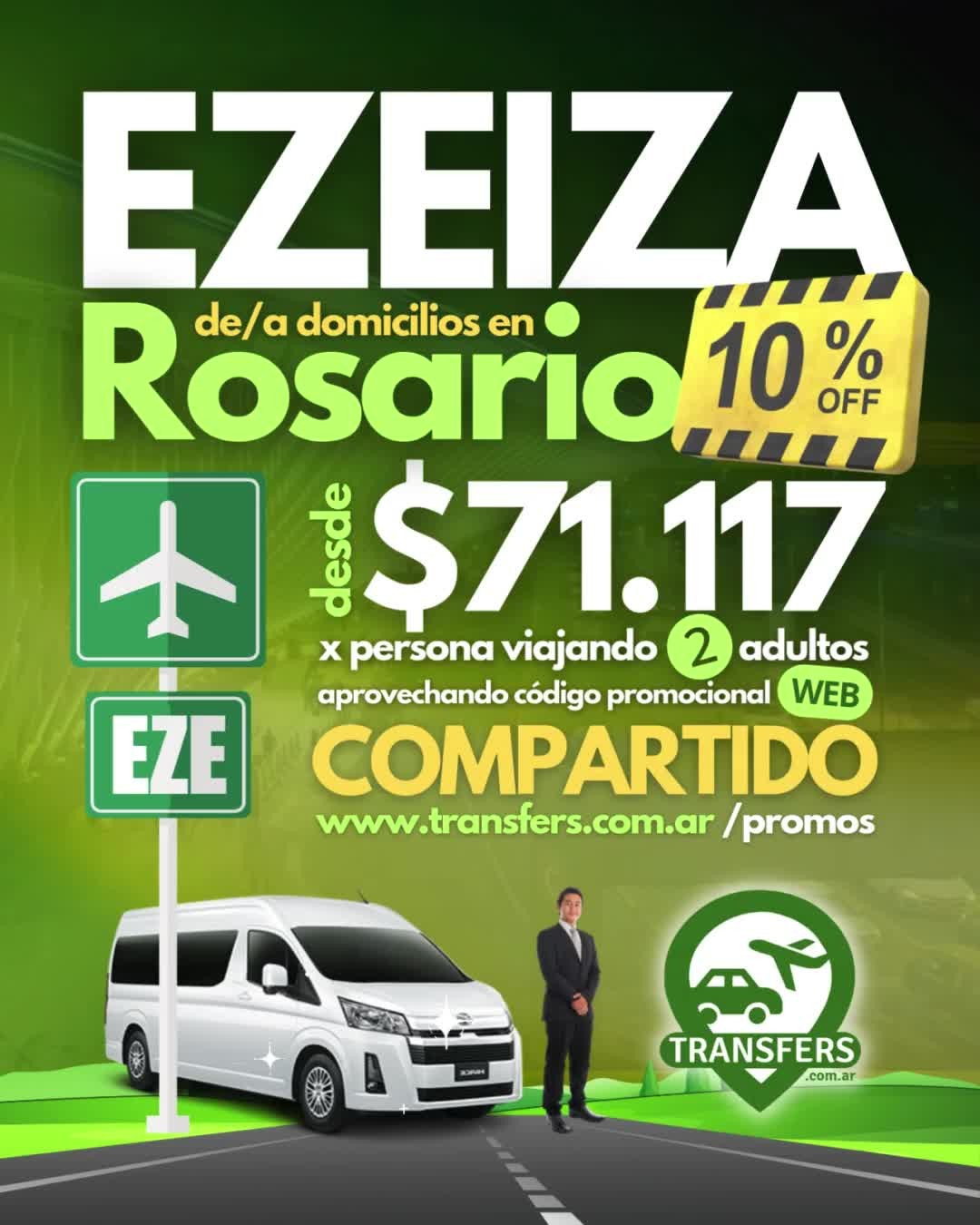 ¿Tenés vuelo desde ó hacia Ezeiza? ✈️ Nuestros traslados compartidos te conectan con Rosario (y su zona) 🚐 a/desde el Aeropuerto Internacional Ministro Pistarini cada día en ocho horarios compartidos regulares, más salidas especiales y servicios privados. 💚 ¡Reservá online tus TRANSFERS ahora! 💪 Si te anticipás más de dos semanas, tenés 5% descuento con la promo WEB. 🤩
.
✅ Info & Reservas: mensaje privado por IG ó FB / Teléfono gratuito 0•800•5555•488 / WhatsApp: +5493424134440 / Web: www.transfers.com.ar
.
#TransfersComAr #ViajesConTransfers #AeropuertosConTransfers #TransporteAeroportuario #aeropuertoezeiza #rosario