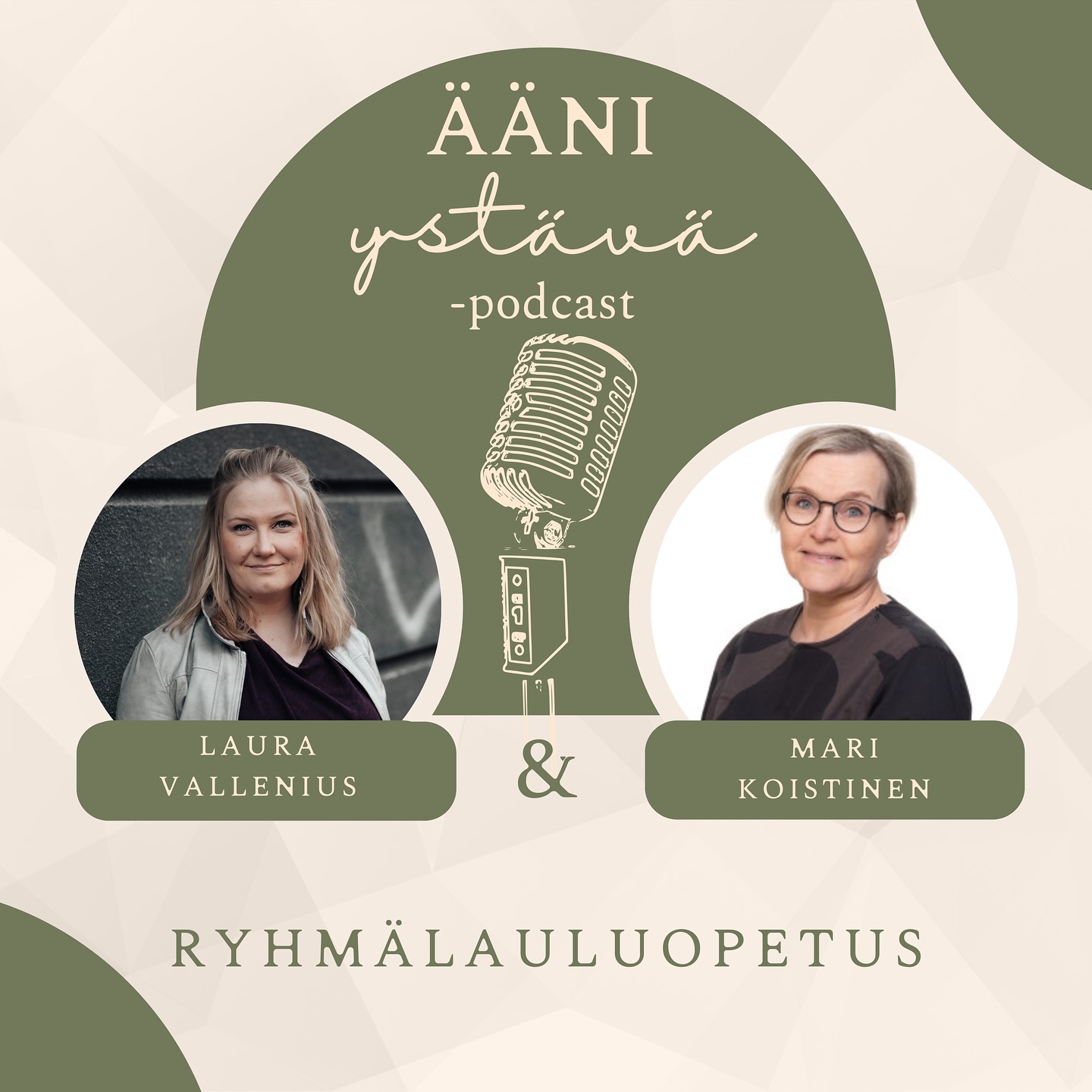 PITKÄSTÄ AIKAA UUTTA ÄÄNIYSTÄVÄ-PODCASTISSA! 🫶
Tässä jaksossa puhutaan ryhmälauluopetuksesta ja sen yhteydestä nuorten kokonaisvaltaiseen hyvinvointiin aiheesta juuri väitelleen Mari Koistisen (FT) kanssa. Mari Koistinen eli ”Äänitimpuri” on monelle laulunopettajalle ja kuoronjohtajalle tuttu henkilö koulutuksistaan sekä pedagogisista oppaistaan.
Jaksossa pohdimme mm. Kuinka äänenkäyttö on yhteydessä hengitykseen, kehollisuuteen ja liikkeeseen? Kuinka näitä osa-alueita opiskellaan ryhmässä? Mikä on laulajan pyramidi? Minkälainen on opettajan rooli ryyhmälauluopetuksessa? Kuinka leikki ja vuorovaikutus kytkeytyvät laulamiseen ja hyvinvointiin?
Podcastin löydät Spotify:sta ja muista suoratoistopalveluista sekä suoraan verkosta: www.aanikauppa.fi/podcast