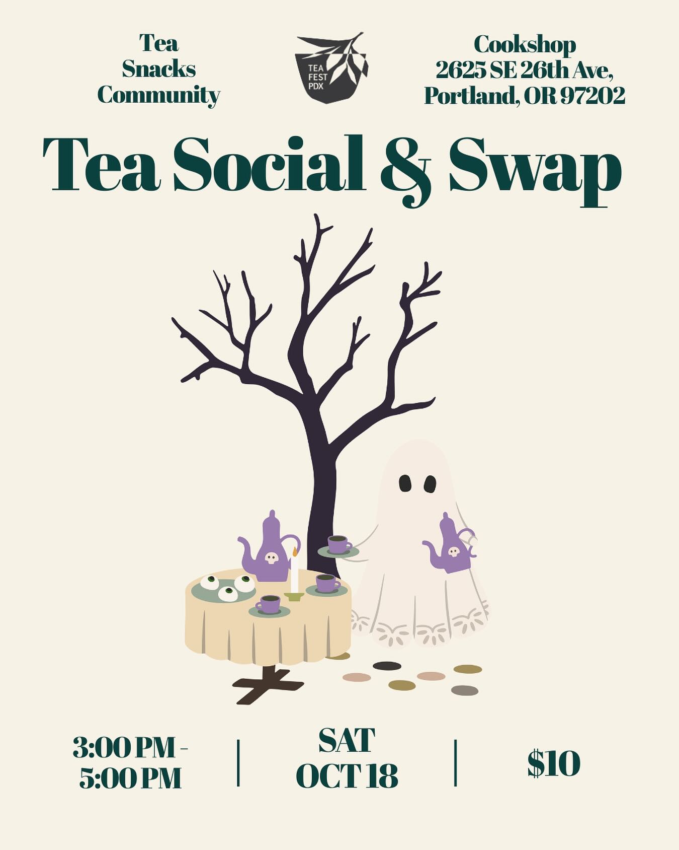 Hey tea friends! 👋🏼
Let’s get together for something cozy and fun: a Tea Social & Swap! We’re so excited to be hosting this gathering at Cookshop in SE Portland, and we’re deeply thankful to them for welcoming us into their beautiful space.
With your ticket, you’ll receive your very own TeaFestPDX ceramic cup to sip from (and take home!), enjoy a few teas we’ll have available, and nibble on delicious tea-inspired snacks.
Each guest is asked to bring a loose-leaf tea to swap with fellow attendees! We’ll provide the little bags for sharing, so everyone goes home with something new to brew.
bio!
Come for the tea, stay for the conversation, and leave with new friends (and new teas!) to brighten your days ahead. This is also a perfect way to see Cookshop and learn about their upcoming classes!
(Tickets sales now closed)