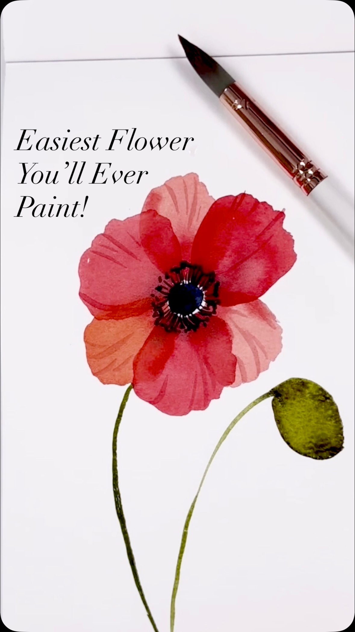 Paint a super easy watercolour poppy!
The trick to this flower is layering! Have fun and happy painting!