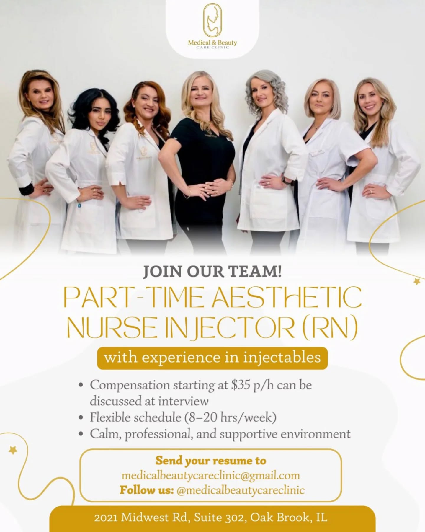 Hiring Part-Time RN Injector Oak Brook, IL
Medical & Beauty Care Clinic is looking for a licensed RN with injectable experience (Botox/filler) to join our team part-time (8โ20 hrs/week).
โจ Starts at $35 can be discussed during interview
โจ Flexible schedule
โจ Professional, calm medspa environment
๐ 2021 Midwest Rd, Suite 302, Oak Brook
๐ธ @medicalbeautycareclinic
Send us DM for more details or email your resume to ๐ง medicalbeautycareclinic@gmail.com.