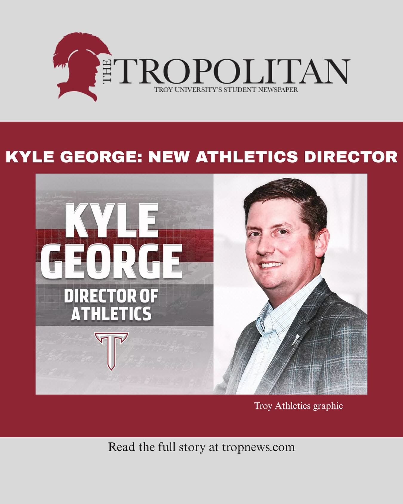 Congratulations, Kyle! Read the full story here: https://www.tropnews.com/post/kyle-george-named-new-director-of-athletics