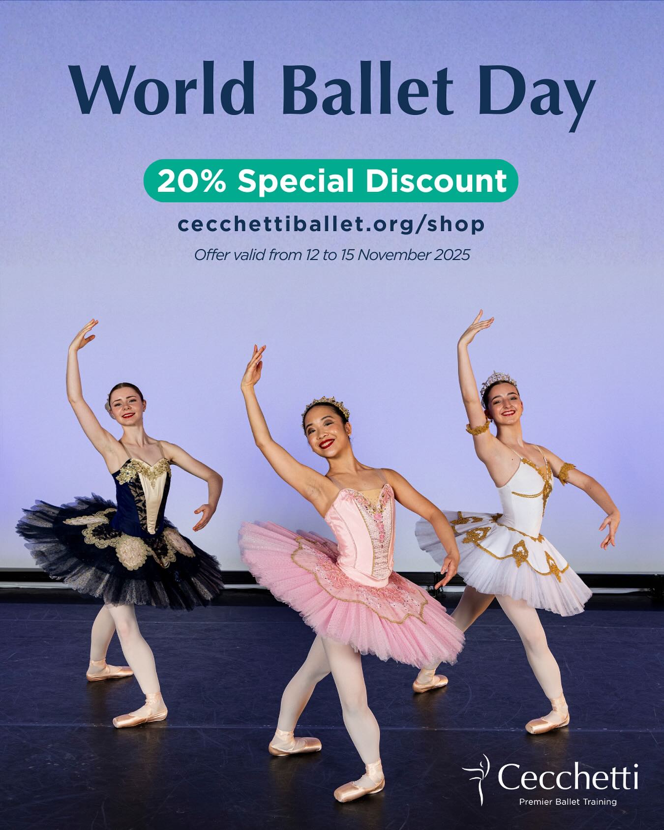 Happy World Ballet Day! 🩰
Cecchetti Ballet Australia would like to offer you a special 20% discount!
Go to: www.cecchettiballet.org/shop
The discount will be applied automatically at checkout. Please check your shopping cart to see the applied discount to all your products.
Note: If you have your $50 Student Membership Voucher, enter your voucher at checkout.
⏱️ Offer valid 12-15 November 2025.
🩰 Australian Senior Division competitors at the CICB International Competition 2024
📸 Ray Nard