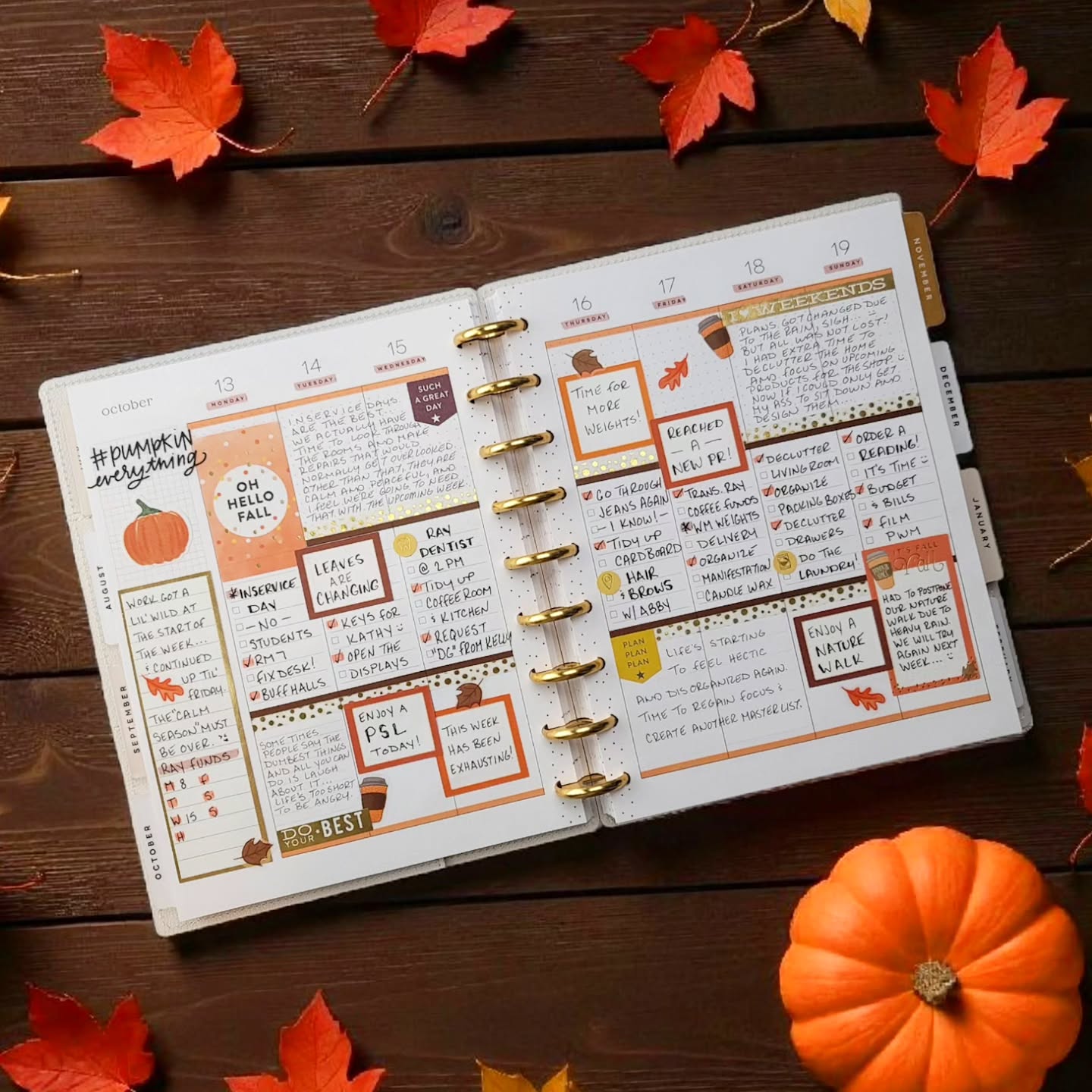 Who else is enjoying their #pumpkineverything time of the year?
.
Still in need of some fall-themed planner stickers? Head on over to my etsy sticker shop. Stickers shown in layout include the pumpkin spice variety. 😊
.
#afterthepen #plannerspread #weeklyspread #plannercommunity #planwithme #plannerlove #ilovemyhappyplanner #happyplanning #thehappyplanner #iamahappyplanner #planneraddict #stickeraddict #plannerobsessed #plannerlife #planahappylife #planyourweek #plannernerds #plannerstickers #happyplannerinspiration #checklistlayout #fallstickers #fallplannerspread