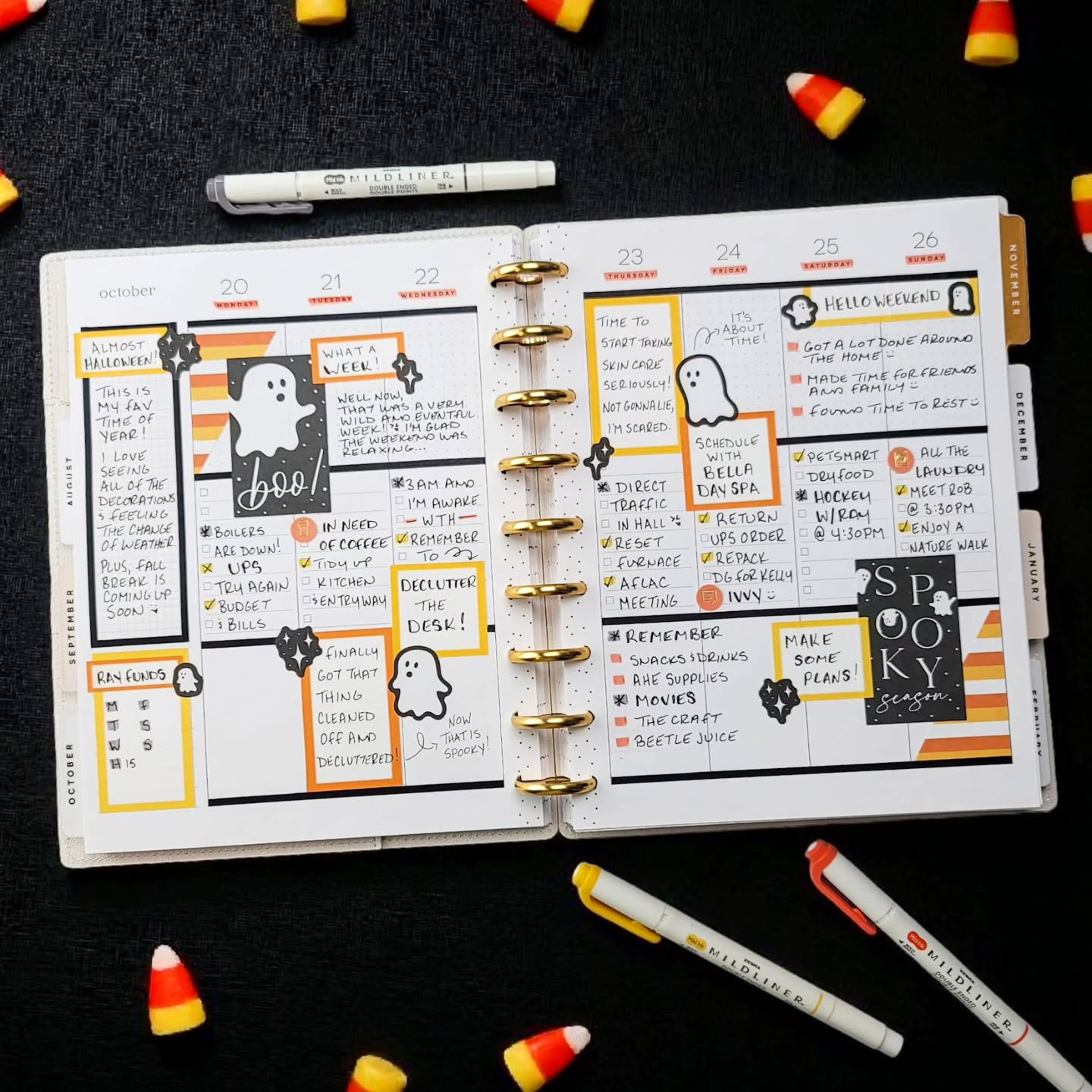 Love, love, love how this Halloween planner layout turned out!
.
Need some coordinating box stickers for your planner layouts? Head on over to my etsy sticker shop. 😊
.
#afterthepen #plannerspread #weeklyspread #plannercommunity #planwithme #plannerlove #ilovemyhappyplanner #happyplanning #thehappyplanner #iamahappyplanner #planneraddict #stickeraddict #plannerobsessed #plannerlife #planahappylife #planyourweek #plannernerds #plannerstickers #happyplannerinspiration #checklistlayout #halloweenplannerstickers