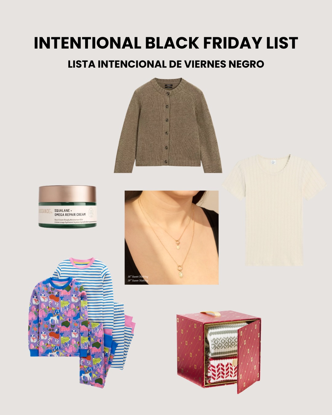 Intentional Black Friday list. This is how I cut through the noise and stay focused during this extreme wave of deals.
1- make a list of gaps in your closet.
2- write it down. Google Sheets is my favorite place to create wishlists.
3- now browse through deals with confidence, knowing that you won’t get tempted to purchase unnecessary items. Happy Shopping!
.
.
Lista estratégica para el Viernes Negro. Así es como me organizo y me mantengo enfocada durante esta avalancha de ofertas.
1- haz una lista de prendas que te faltan en tu armario.
2- anótala. Google Sheets es mi herramienta favorita para crear listas de deseos.
3- ahora busca ofertas con confianza, sabiendo que no caerás en la tentación de comprar comprar cosas innecesarias. ¡Felices compras!