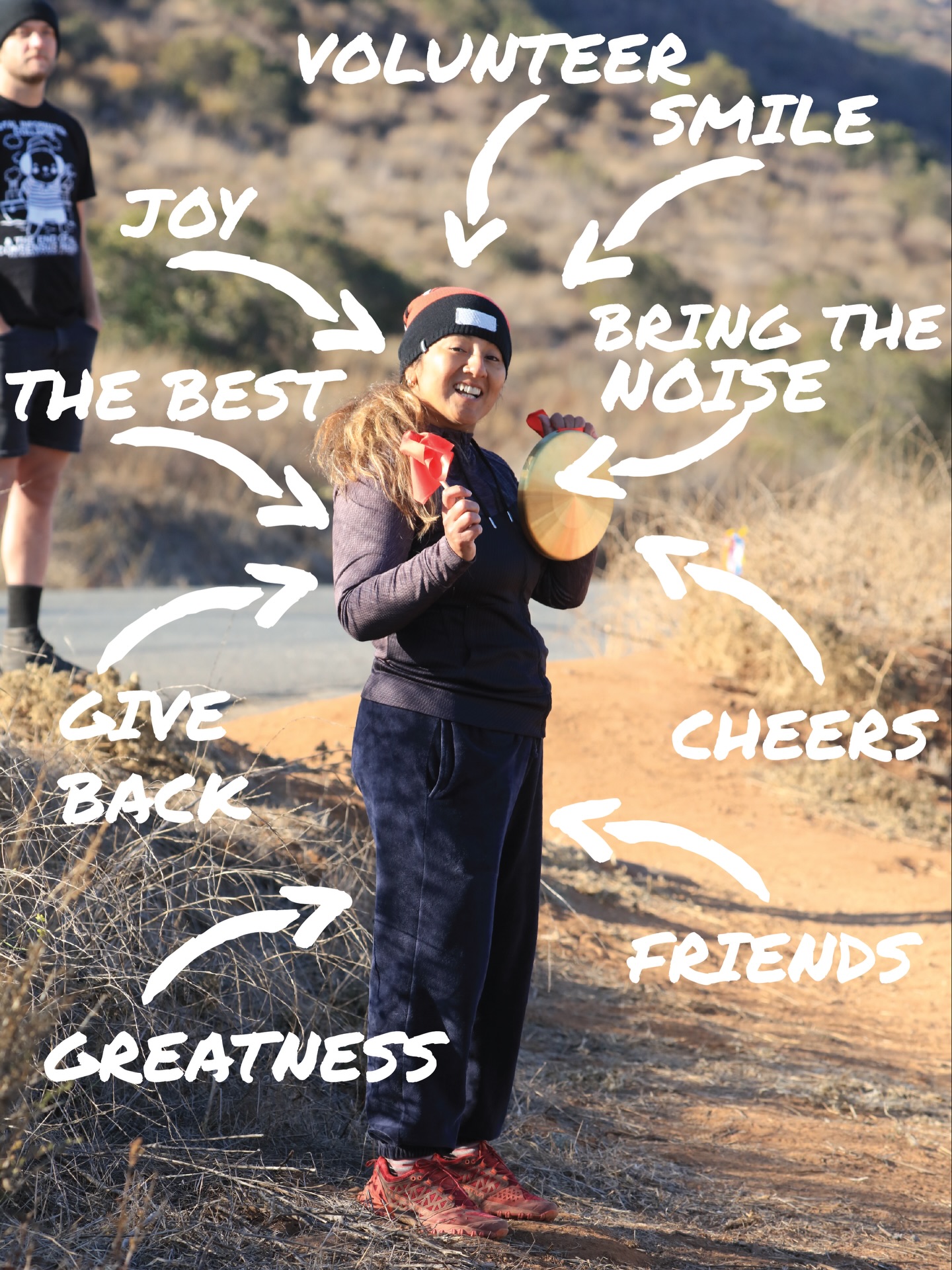 Use that SMILE! Our friend @peruvian_trailrunner Knows giving back to the trail community brings so much more than a 😊 We still have a few helping hands needed for our San Diego 50 & Trail Runs on 1.10.26 spread the joy and the culture! Sign up with link in bio or: https://runsignup.com/Race/Volunteer/CA/Escondido/SanDiego50