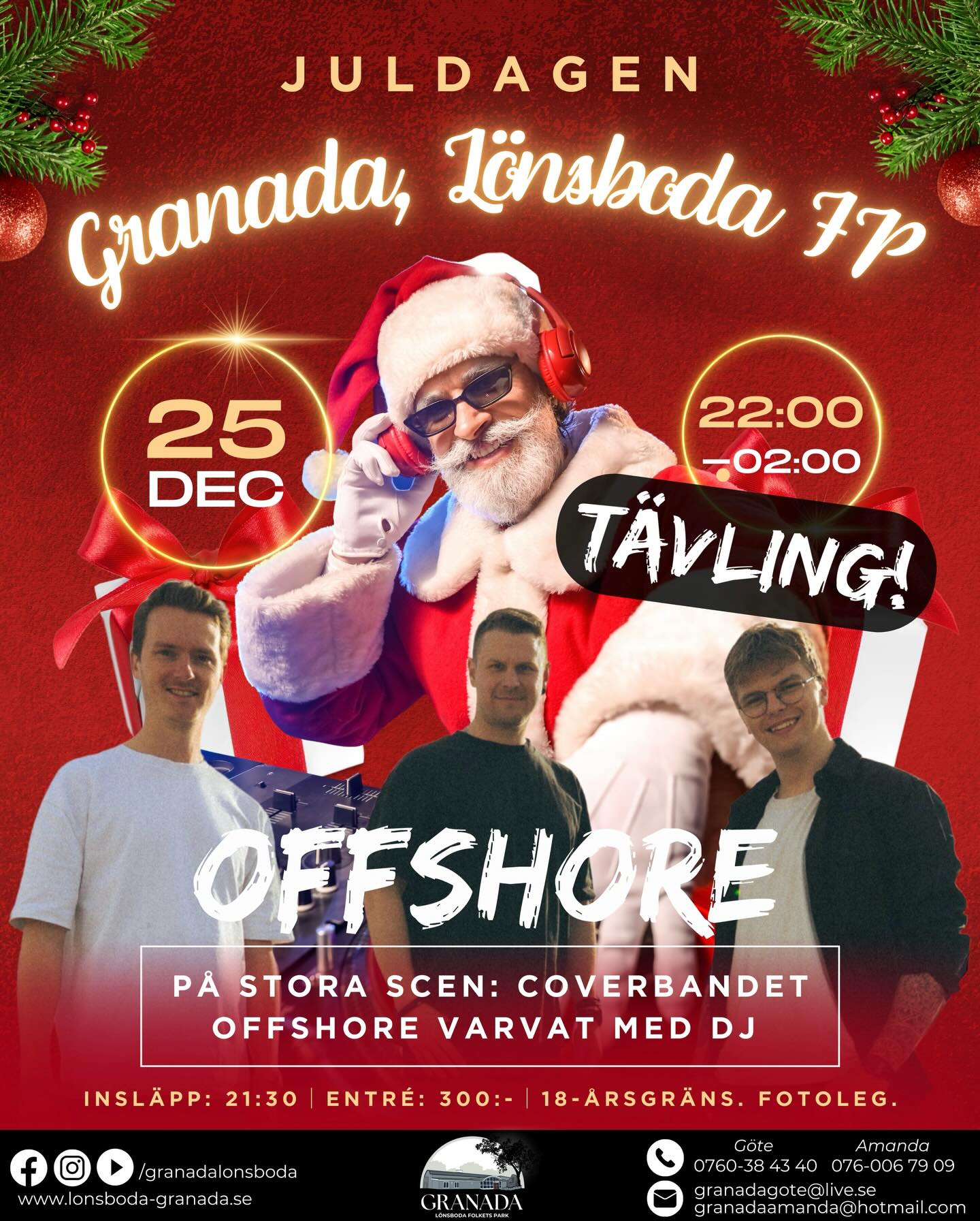 🔥 T ä v l i n g 🔥
Var med & tävla om 3 fribiljetter till juldagen!
För att delta: Följ oss på Instagram, gilla/följ oss på Facebook, dela inlägget i händelse och gilla & kommentera detta inlägget.
Tävlingen pågår även på Facebook.
Vi drar vinnarna 22/12.
Lycka till! 🫶🏼
#granadalönsboda #folketspark #lönsboda #juldagen #tävling