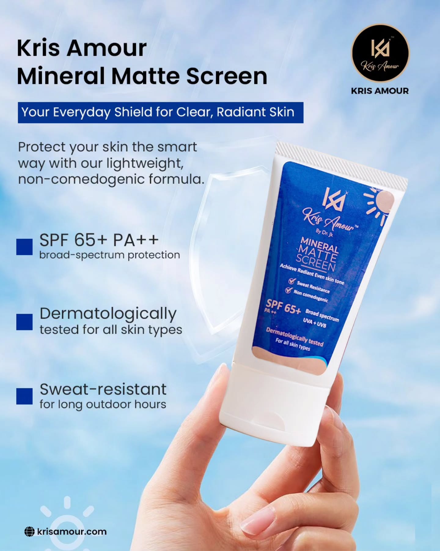🌞 Best Mineral Sunscreen with 🌟 Glowing | Kris Amour SPF 65+
Your skin’s everyday protection partner — even under the harsh sun 🌤️
Meet Kris Amour Mineral Matte Screen SPF 65+ PA++, designed for real people, real weather & real results.
No white cast. No greasy feel. Just lightweight, matte & breathable sun protection 💙
💡 Why skincare lovers choose Kris Amour:
✔ SPF 65+ PA++ Broad Spectrum (UVA + UVB)
✔ Mineral-based & non-comedogenic
✔ Sweat-resistant for long outdoor hours
✔ Dermatologically tested – safe for all skin types
✔ Perfect for Chennai heat, office wear & daily travel
Whether you’re heading to work, college, beach or workouts —
Protect today. Glow tomorrow.
🛒 Shop Now: 🌐 www.krisamour.com
👉 Tap the link in bio & upgrade your daily sunscreen routine!
#KrisAmour #MineralSunscreen
#BestSunscreenInTamilNadu SPF65India
ChennaiSkincare TamilNaduSkincare
MatteSunscreen MineralSPF
DailySunProtection NonComedogenic
DermatologistTested IndianSkinCare
pixelloomdigital