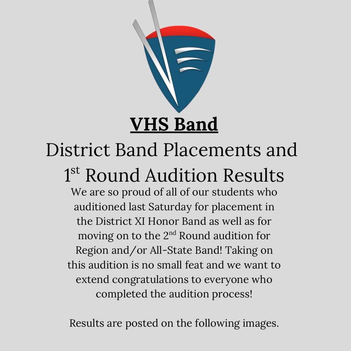 Congrats to our District Band students!