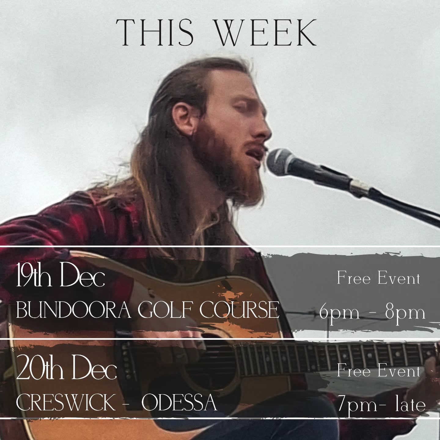 Teeing off on Friday with 2 sets of covers and originals. There's golf, there's beer, there's a food truck, all the makings of a great evening!
Then, on Saturday I'll be raising funds for @foodbankvictoria with @gonewesterly and @100_moods_music
This is not a weekend to stay home, come listen to live tunes and have a great time - You can get yourself hyped up by blasting my new single, Comfort Zone!
See you there ✌️