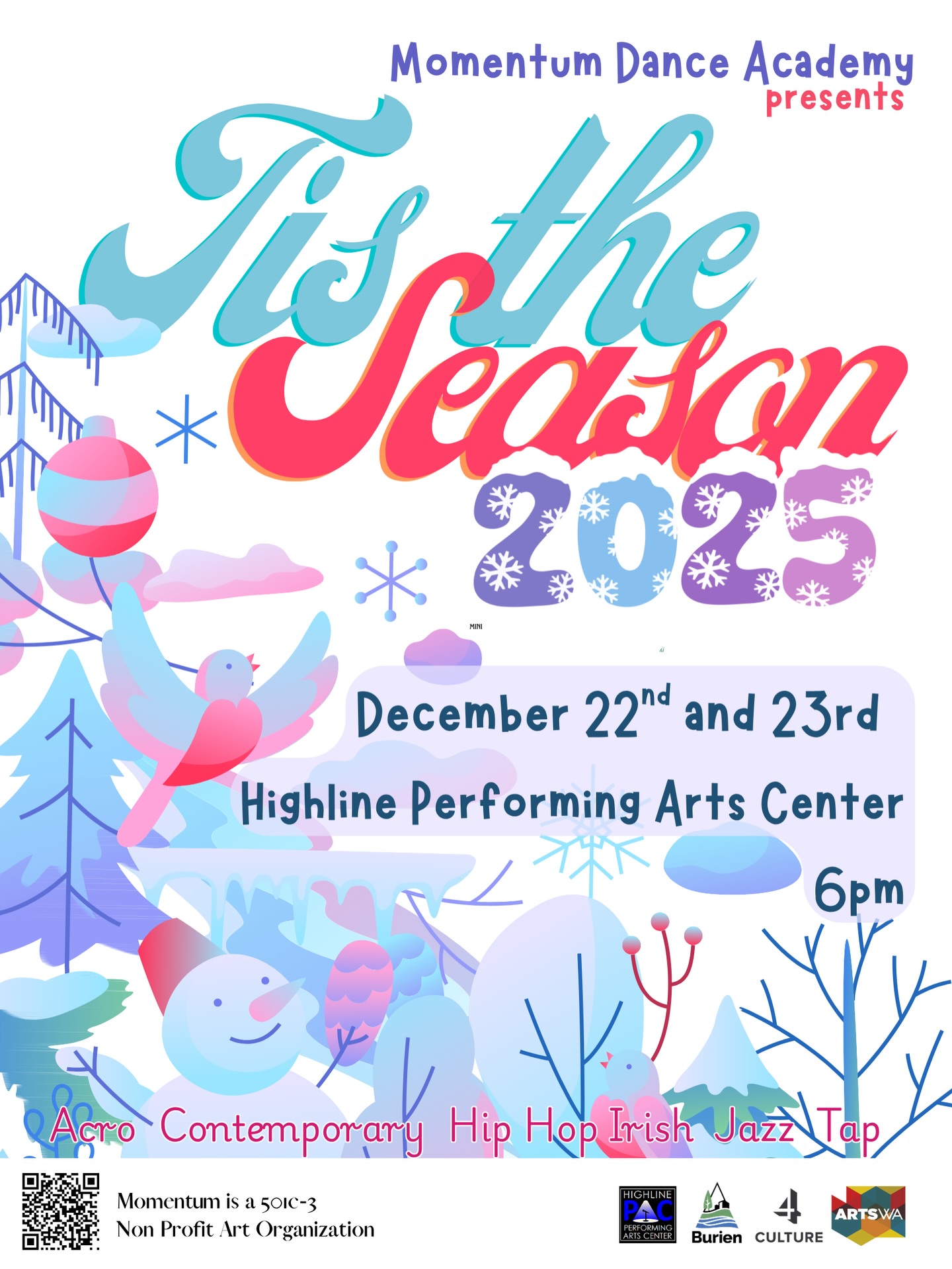 Today’s the day for ’Tis the Season! 🎄✨
We’re so excited to see our dancers take the stage and shine. Let the festive magic begin! 💃🩰💫
📅 Tuesday & Wednesday, December 22nd & 23rd, 2025
⏰ 6:00 PM
📍 Highline Performing Arts Center
🎟 Tickets: https://app.arts-people.com/index.php?ticketing=mmda
#TisTheSeason #DanceShow #HolidayPerformance #OnStage #DanceLife StageReady MomentumDance