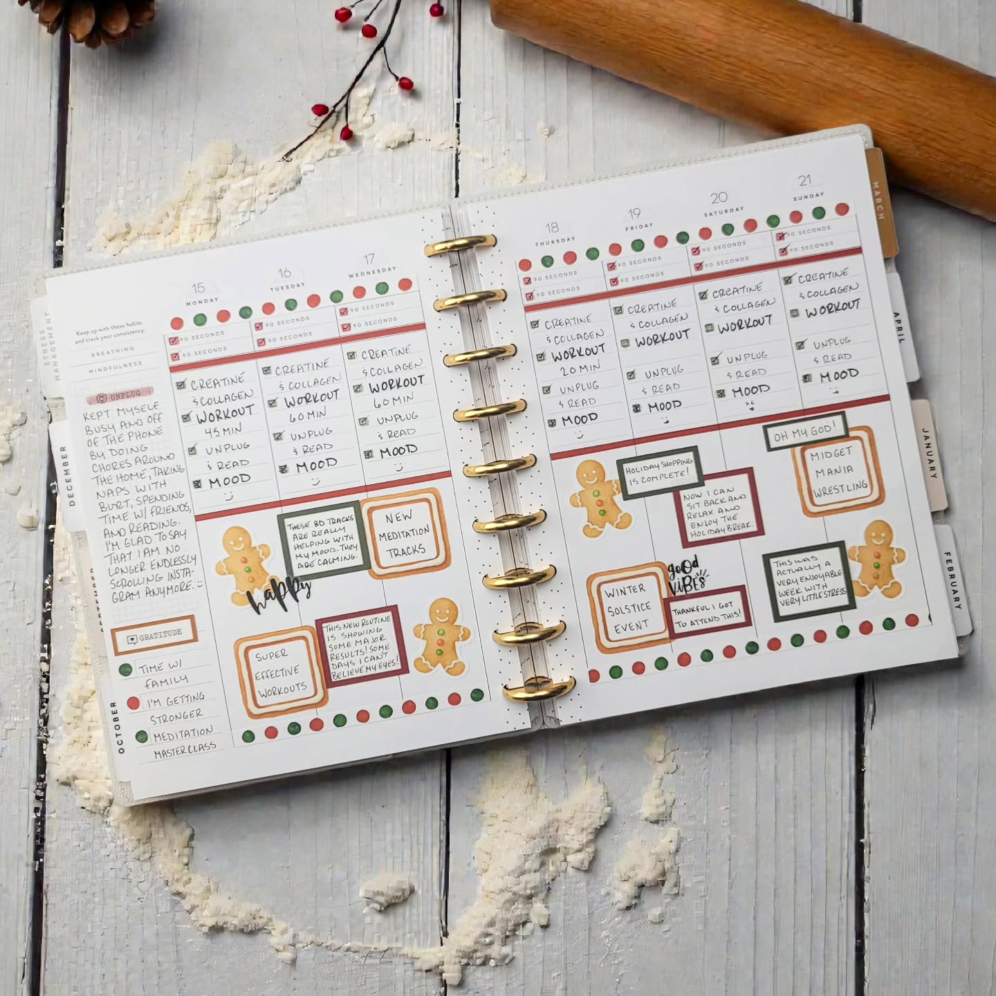 A surprisingly good mood the week before Christmas! 😮
.
In need of some box stickers for your planner layouts? Check out my etsy shop... download, print, and cut in a variety of colors!
.
#PlannerCommunity #stressmangement #weeklylayout #wellnessplanner #afterthepen