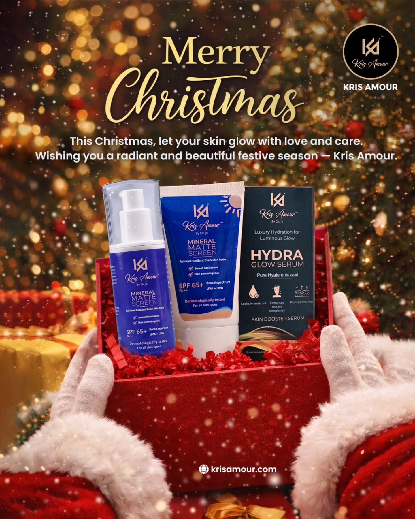 🎄 Christmas Glow Starts Here – Gift Your Skin the Kris Amour Magic ✨🎁
This Christmas, unwrap radiant, healthy skin with love, care, and luxury 💛
Because glowing skin is the best festive gift you can give yourself.
🎅✨ From holiday parties to cozy family moments, let your skin shine brighter than the Christmas lights with Kris Amour skincare essentials.
🌟 Why Kris Amour This Christmas?
✔ Deep hydration & luminous glow
✔ Dermatologically tested formulations
✔ Perfect festive skincare gift
✔ Loved by glow-getters across India
🎁 Santa-approved skincare for a flawless festive glow!
👉 Shop Your Christmas Glow Now
🌐 Order Online: www.krisamour.com
💬 DM us to find your perfect festive skincare routine
🎄 Limited festive season — don’t miss the glow!
#MerryChristmas
#ChristmasGlow
#KrisAmour
#FestiveSkincare
#pixelloomdigital
GlowThisChristmas
LuxurySkincareIndia
ChristmasSelfCare
HolidayGlow
SkincareGifting
ChristmasVibes