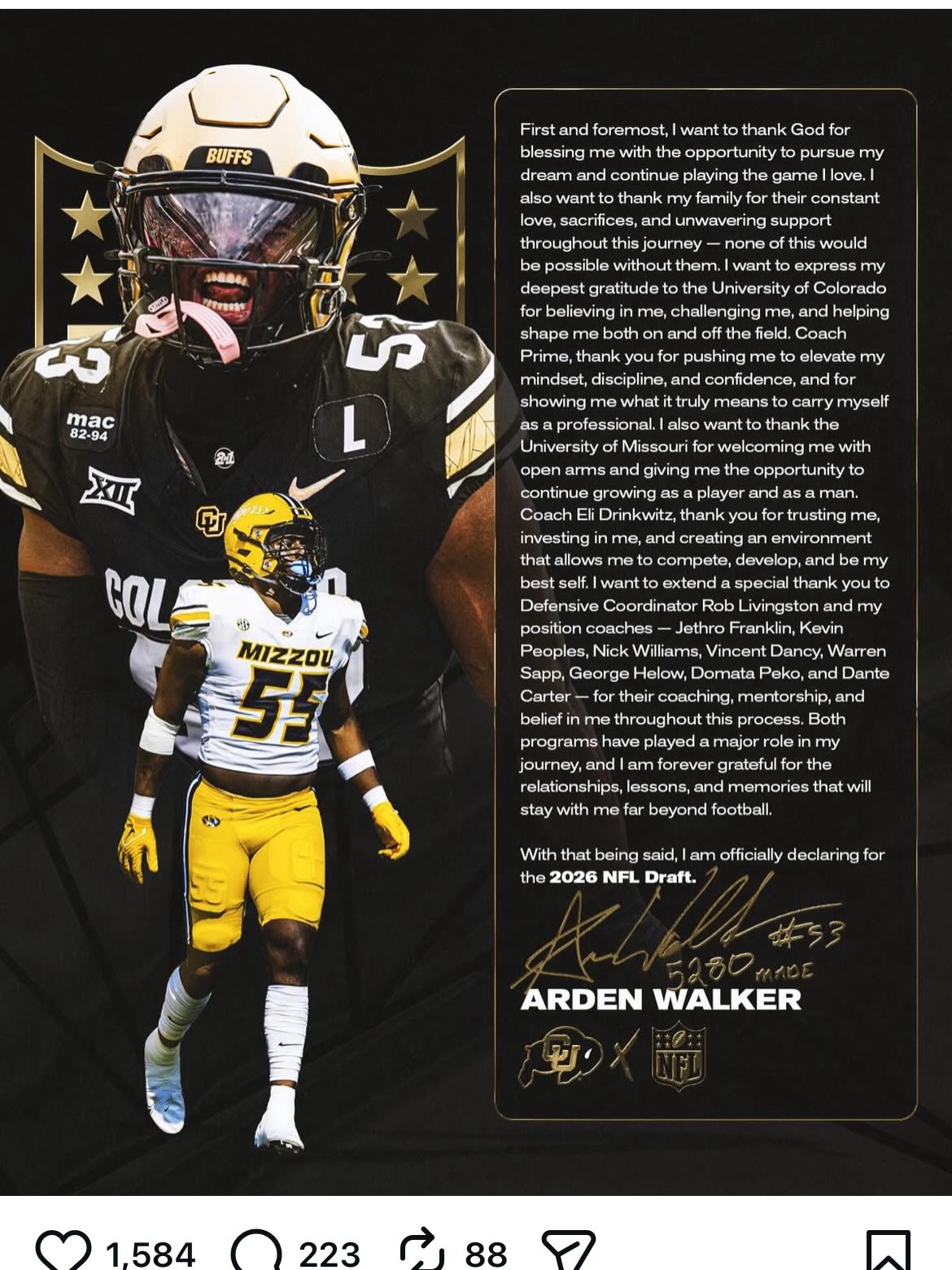 Today Arden Walker declares for the NFL draft. In 2015, Arden accompanied a group of WWII veterans to Normandy, France to learn about leadership. We at DLA couldn’t be more in Arden’s corner nor more proud of him. Go!!!!