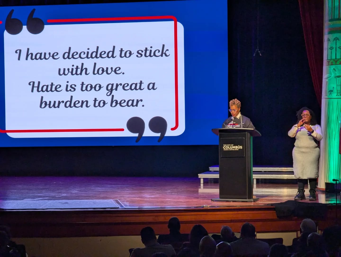 Mayor Andrew J. Ginther and Department of Neighborhoods Director, Kym Douglas, are currently speaking on justice, change and the relevance of Dr. Martin Luther King's message today.
We continue the discussion on equality and rights at the City of Columbus' MLK Jr. Day program at the Lincoln Theatre.