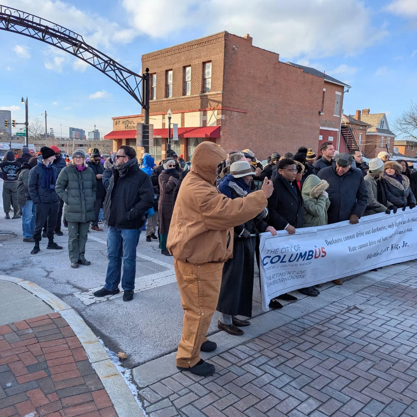 Lining up for the City of Columbus MLK Day March!
And we're off!!