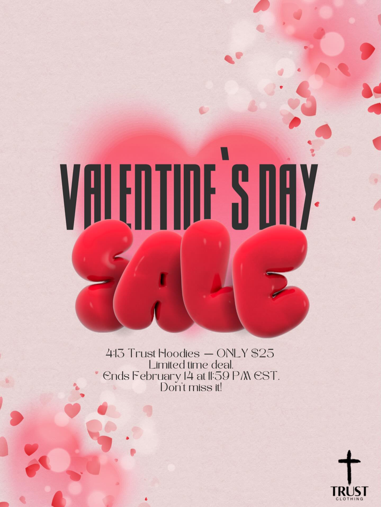 The 4:13 Trust Hoodies are now ONLY $25.
Philippians 4:13 isn’t just a verse — it’s a reminder that you can do all things through Christ who strengthens you. Wear your faith boldly.
Visit trust-clothing.com to buy your 4:13 Trust Hoodie.
Limited time. Sale ends February 14 at 11:59 PM EST.
Trust. Wear. Believe.
#TrustClothing #Philippians413 #FaithOverFear #ChristianBrand trustwearbeliev