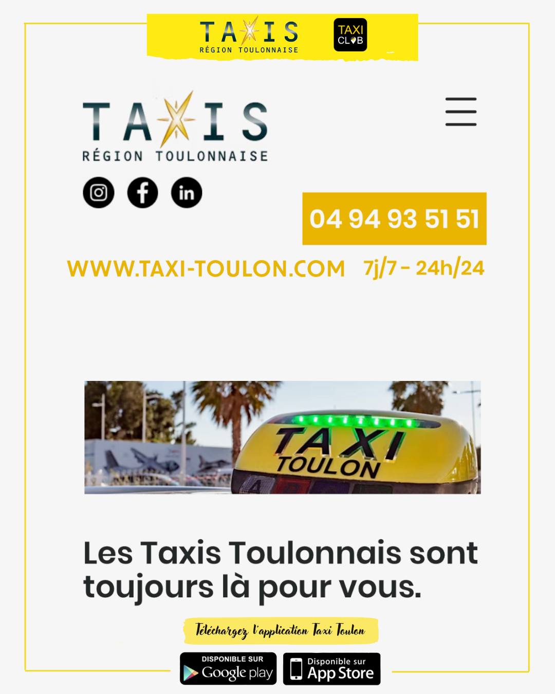 📲🚖 Plusieurs moyens de nous contacter, un seul objectif : vous simplifier la vie !
Pour faciliter vos déplacements sur l’aire toulonnaise, nous mettons à votre disposition plusieurs moyens simples et rapides pour nous contacter, selon vos habitudes :
✔️ Par téléphone – pour une prise en charge immédiate
✔️ Via notre site internet – réservation en quelques clics
✔️ Avec notre application mobile – commande rapide, suivi du taxi et réservation à l’avance
Quel que soit le canal choisi, vous bénéficiez du même service professionnel, fiable et sécurisé, 7j/7 et 24h/24.
👉 Choisissez la solution qui vous convient le mieux… on s’occupe du reste 🚖
📲 Réservez dès maintenant votre course en nous appelant ou via l'application Taxi Club (disponible sur le PlayStore et l'Apple Store).
🚕 Taxis de la région Toulonnaise
📞 04 94 93 51 51
💻 www.taxi-toulon.com
#taxi #taxitoulon #taxiclub #taxivarois #reserveruntaxi