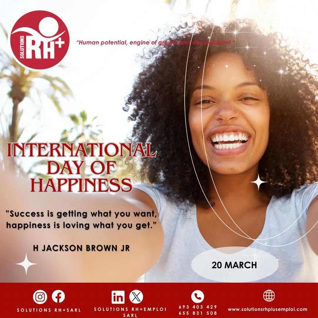 Journée internationale du bonheur
20 mars.
Une journée pour être heureux, bien sûr ! La recherche du bonheur est un objectif humain fondamental.
L'Assemblée générale des Nations Unies reconnaît cet objectif et appelle à « une approche plus inclusive, équitable et équilibrée de la croissance économique qui favorise le bonheur et le bien-être de tous les peuples. »
International Day of Happiness
20 March.
It’s a day to be happy, of course! Happiness is a fundamental human goal.
The United Nations General Assembly recognizes this goal and calls for “a more inclusive, equitable and balanced approach to economic growth that promotes the happiness and well-being of all peoples.”
Source : un.org
#HAPPINESSDAY #HAPPY #BOHNEUR