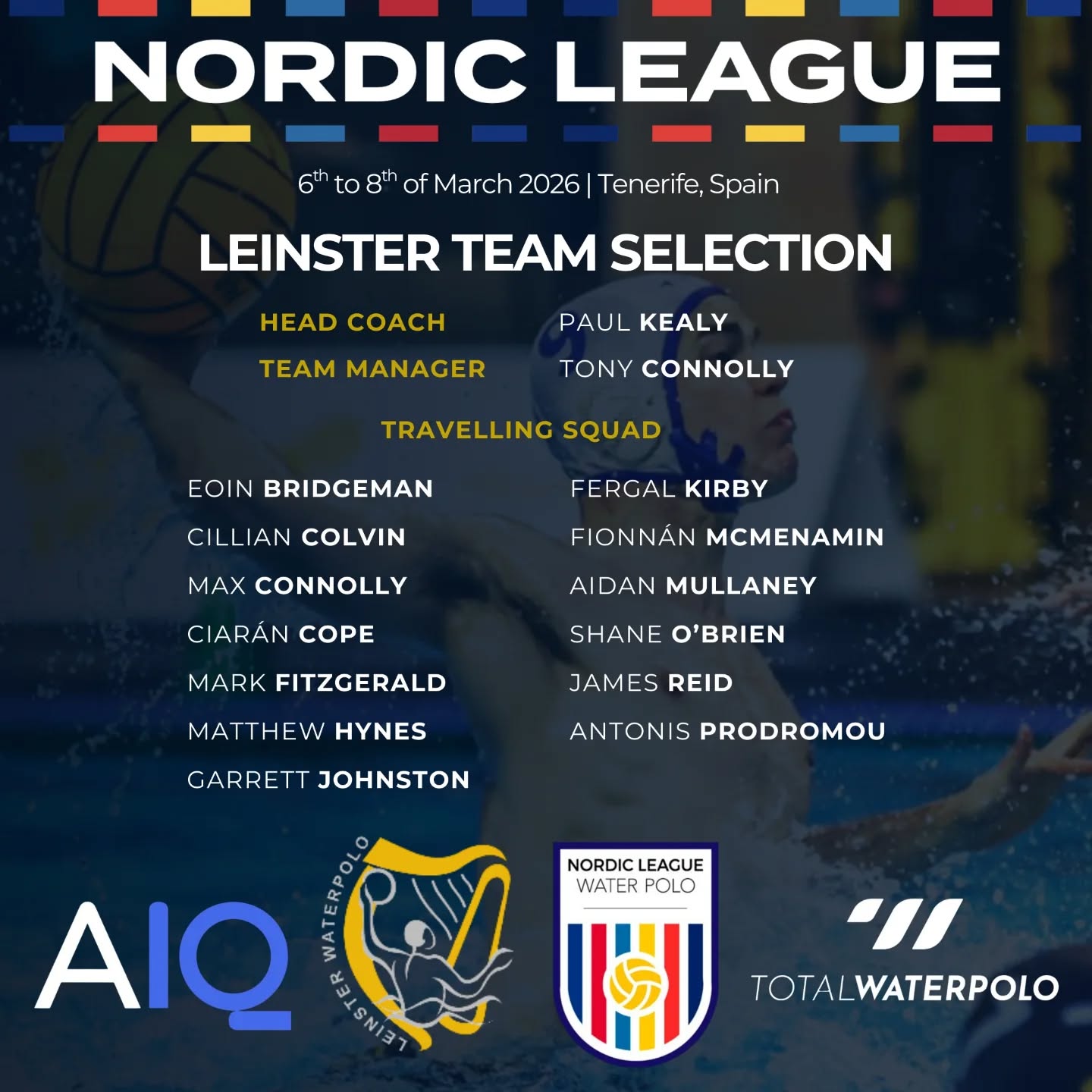 Best of luck to the Leinster Water Polo team travelling to Tenerife today! 🤽♂️
The team successfully qualified for the top flight of the Nordic League in December and are now taking part in the group stages 💪
Keep up to date with the match scores and stats on @total_waterpolo and watch the match with the shared stream online!
Best of luck lads 💙💛
#NordicLeague #WaterPolo #Leinstertainment