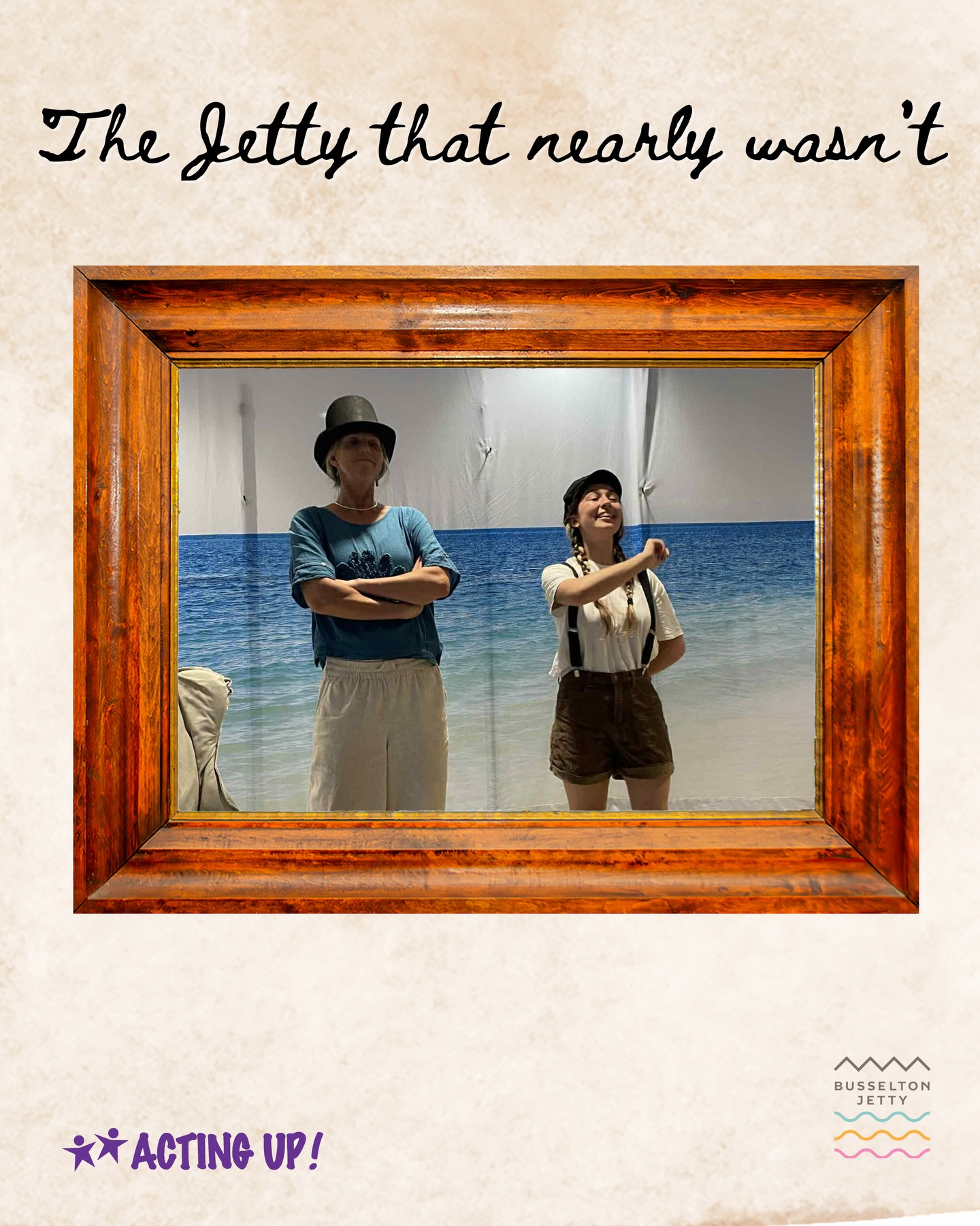 Step back in time and discover the twists, turns and near-misses behind one of Western Australiaโs most iconic landmarks in โThe Jetty That Nearly Wasnโtโ.
Presented by Acting Up, this playful interactive theatre experience invites audiences to become part of the story. Through humour, heart and hands-on storytelling, the performance explores the challenges, setbacks and surprising moments that shaped the jettyโs history.
This is not your typical sit-back-and-watch theatre. Audience members help bring the story to life, stepping into key moments and discovering just how close Busselton came to losing the jetty we know today.
Perfect for families, history lovers and curious minds of all ages, this engaging performance blends education and entertainment into a lively theatrical adventure.
Whether youโre a lifelong local or visiting Busselton for the first time, this unique show offers a fun and memorable way to connect with the townโs past.
Come along, join the action, and help tell the story of โThe Jetty that nearly wasnโtโ.
๐ Sunday 15th and 22nd March
โฐ Doors 5.30pm โข Show 6.00pmโ7.00pm
๐ Esplanade Hotel
๐ฒ Tickets $15
๐๏ธ Tickets: https://www.trybooking.com/DKIGP