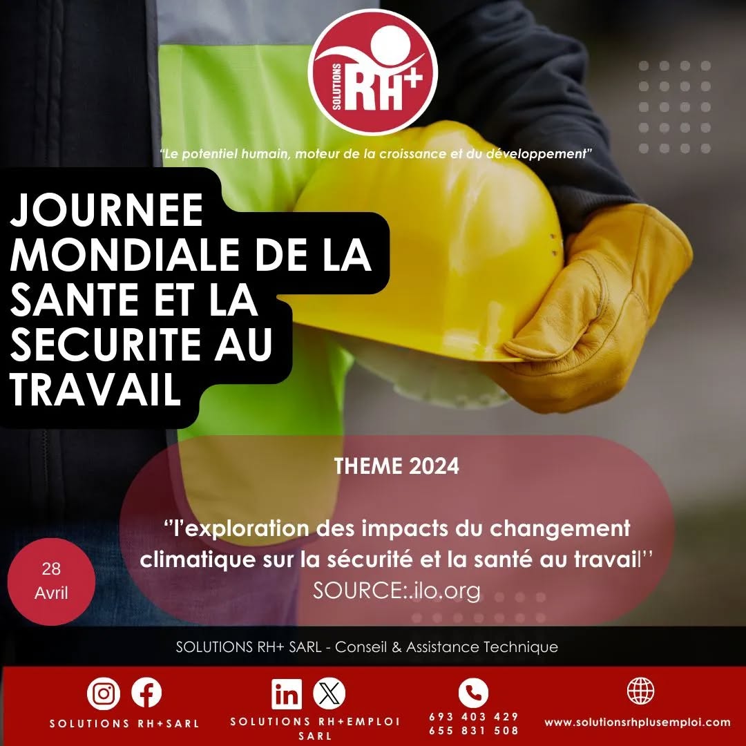 ✅ 28 Avril ➡️ Journée mondiale de la santé et la sécurité au travail 🦺⛑️
Thème : " L'exploitation des impacts du changement climatique sur la sécurité et la santé au travail "
La Journée mondiale de la santé et de la sécurité au travail est une journée qui nous rappelle l'importance de placer la santé et la sécurité des travailleurs au premier plan de nos préoccupations .
elle vise à sensibiliser et à agir en faveur des conditions de travail sûres et saines pour tous, afin de prévenir les accidents, les maladies professionnelles et de promouvoir le bien-être des travailleurs dans le monde entier.
Cette journée offre l'occasion de réfléchir aux défis persistants en matière de santé et de sécurité au travail, ainsi qu'aux progrès réalisés dans ce domaine .
#securiteautravail
#santeautravail
___________
✅ 28 April ➡️ World Day for Safety and
Health at Work. 🦺⛑️
It is a day to remind ourselves of the importance of putting the health and safety of workers at the forefront of our concerns.
It aims to raise awareness and take action in favor of safe and healthy working conditions for all, in order to prevent accidents and occupational illness and promote the well-being of workers worldwide.
The day provides an opportunity to reflect on the continuing challenges facing health and safety at work, and the progress made in this area.
#securityfirst
#healthyworkplace