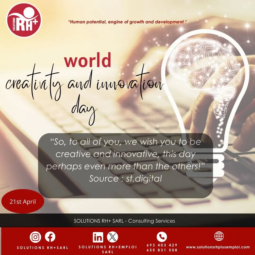 💡La Journée mondiale de la créativité et de l'innovation est célébrée chaque année le 21 avril. Il s'agit d'un événement initié par les Nations Unies pour sensibiliser le public à l'importance de la créativité et de l'innovation dans tous les domaines du développement humain. Cette journée veut donc rappeler à quel point l'innovation est essentielle pour exploiter le potentiel économique des nations. L'innovation, la créativité et l'entrepreneuriat de masse peuvent donner un nouvel élan à la réalisation des Objectifs de développement durable, à la croissance économique et à la création d'emplois.💡
#creativity
#Innovation2024
#worldday
💡The World Creativity and Innovation Day is celebrated every year on April 21. It is an event initiated by the United Nations to raise awareness about the importance of creativity and innovation in all areas of human development. This day therefore aims to remind us of the extent to which innovation is essential to exploit the economic potential of nations. Innovation, creativity and mass entrepreneurship can give new impetus to achieving the Sustainable Development Goals, economic growth and job creation.💡
#creativityeveryday
#Innovation2024
#worldday