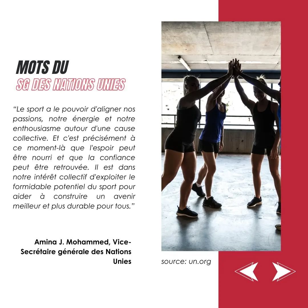 ✨ 06avril journée internationale du sport au service du développement et de la paix.
✅la journée internationale du sport au service du développement et de la paix a comme thème cette année : " le sport pour la promotion des sociétés pacifiques et inclusives . "
Le sport a le pouvoir de changer le monde ; c'est un droit fondamental et un outil puissant pour renforcer les liens sociaux et promouvoir le développement durable et la paix, ainsi que la solidarité et le respect de tous.
Il est plus nécessaire de rappeler l’importance de l’activité physique.
Le but de cette journée est de montrer que le sport est considéré comme un outil efficace pour la consolidation de la paix et le règlement des conflits.
#Sport
#Developmentandpeace
—
✨ 06th April international day of sport for development and peace
✅the international day of sport for development and peace has as this year's theme: “sport for the promotion of peaceful and inclusive societies”
Sport has the power to change the world; it is a fundamental right and a powerful tool to strengthen social bonds and promote sustainable development and peace, as well as solidarity and respect for all.
It is more necessary to remember the importance of physical activity.
The aim of this day is to show that sport is considered an effective tool for peacebuilding and conflict resolution.
#internationaldayofsport
#developmentandpeace