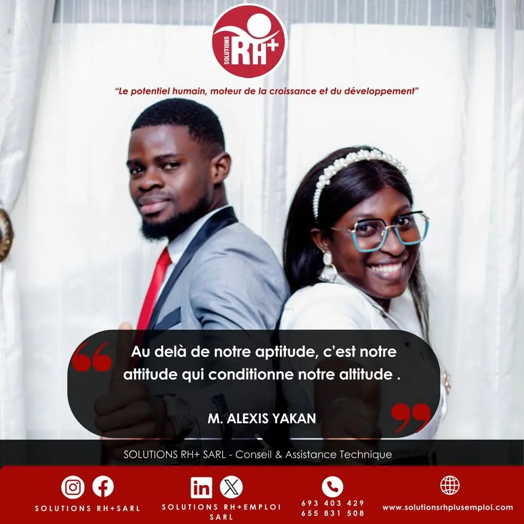 ☀️BONJOUR LUNDI !
✨La société SOLUTIONS RH+ SARL vous souhaite une semaine performante dans votre milieu professionnel par ce conseil qui nous est donné par M. YAKAN Alexis
#POTENTIELHUMAIN #ressourceshumaines #RH #MONDAYMOTIVATION #quoteoftheday
☀️HELLO MONDAY !
✨SOLUTIONS RH + SARL wishes you a successful week in your workplace with this advice from Mr YAKAN Alexis.
#HUMANPOTENTIAL #humanresources #HR #MONDAYMOTIVATION #quoteoftheday