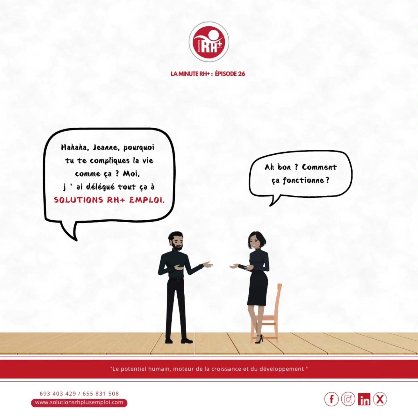 📢 Recruter sans stress, c'est possible avec SOLUTIONS RH+ EMPLOI !
✅Jeanne est submergée par les CV et peine à trouver les bons profils... Mais Arnold a la solution ! 😉
Avec SOLUTIONS RH+ EMPLOI, simplifiez votre processus de recrutement :
✅ Rédaction et diffusion des offres
✅ Tri et présélection des CV
✅ Entretiens et tests d’évaluation
✅ Sélection des meilleurs talents adaptés à vos besoins
💡 Besoin d’un expert pour recruter rapidement et efficacement ? Contactez-nous dès maintenant ! 📞 693 40 34 29 / 655 83 15 08 ou visitez 🌐 www.solutionsrhplusemploi.com
@srhp_foodindustry
@solutionsrhplus
#PME #Compétitivité #Cameroun #SolutionsInnovantes
#recrutementexterne #Tchad #Congo #Cameroun #Garoua #Douala #Gabon #Ngaoundere #bafoussam #edea
#Bonamoussadi #bonanjo #Bepanda #logpom #makepe #Deido #Bonapriso #DÉIDO #GestionRH #RecrutementExterne #BusinessCameroun #Externalisation #EmploiCameroun #RH237 #Recrutement237 #Opportunités237