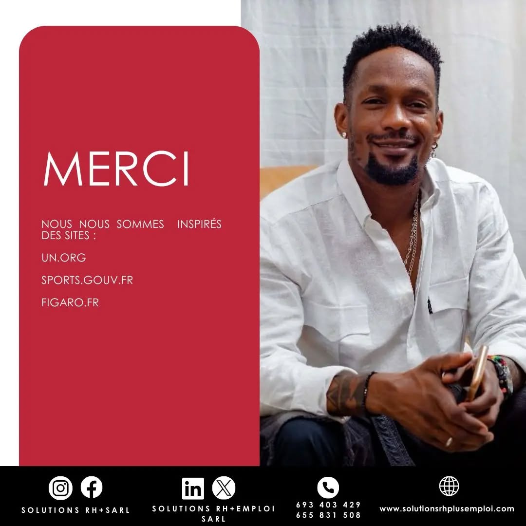 ✨ 06avril journée internationale du sport au service du développement et de la paix.
✅la journée internationale du sport au service du développement et de la paix a comme thème cette année : " le sport pour la promotion des sociétés pacifiques et inclusives . "
Le sport a le pouvoir de changer le monde ; c'est un droit fondamental et un outil puissant pour renforcer les liens sociaux et promouvoir le développement durable et la paix, ainsi que la solidarité et le respect de tous.
Il est plus nécessaire de rappeler l’importance de l’activité physique.
Le but de cette journée est de montrer que le sport est considéré comme un outil efficace pour la consolidation de la paix et le règlement des conflits.
#Sport
#Developmentandpeace
—
✨ 06th April international day of sport for development and peace
✅the international day of sport for development and peace has as this year's theme: “sport for the promotion of peaceful and inclusive societies”
Sport has the power to change the world; it is a fundamental right and a powerful tool to strengthen social bonds and promote sustainable development and peace, as well as solidarity and respect for all.
It is more necessary to remember the importance of physical activity.
The aim of this day is to show that sport is considered an effective tool for peacebuilding and conflict resolution.
#internationaldayofsport
#developmentandpeace