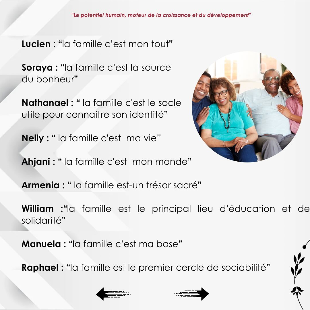💫Le 15 mai de chaque année marque la célébration de la journée internationale des familles.
*️⃣Cette Journée internationale des familles est une occasion de mieux faire comprendre les problèmes que connaissent les familles et est également une occasion de mettre en relief la solidarité qui unit les familles dans leur recherche d'une meilleure qualité de vie.
La famille dans son ensemble est ce que nous avons de plus unique au monde, et nous devons chacun d'entre nous la valoriser dans tous les sens du termes.
Alors, la famille c'est essentiel pour nous. ❤
💫May 15 each year marks the celebration of the International Day of Families.
*️⃣This International Day of Families is an opportunity to raise awareness of the problems facing families and is also an opportunity to highlight the solidarity that unites families in their search for a better quality of life.
The family as a whole is the most unique thing we have in the world, and we must each of us value it in every sense of the term.
So, family is essential for us.
#FAMILY