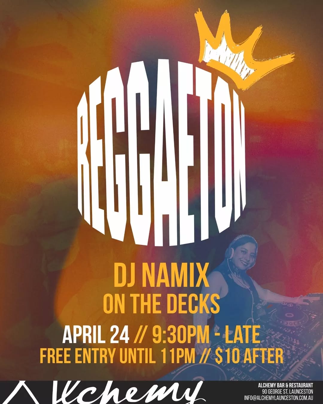 New beat, who dis? 🔥 Launceston, we’re bringing the heat. April 24, @dj_namix_8 takes over the decks at Alchemy for a night of pure Reggaeton.
Think deep bass, classic dem bow, and nothing but good energy.
✨ The lowdown:
Doors open 9:30pm
FREE ENTRY until 11pm (get in early)
$10 on the door after 11pm
Tag the combo you’re bringing. Let’s perreo 💃🕺