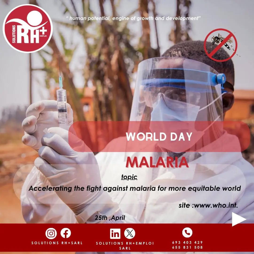 ✅ April 25th 2024 ➡️ World Malaria Day
✨The celebration of this year is under the theme : "Accelerating the fight against malaria for a more equitable world ".
It’s an opportunity to highlight the need for continued investment and commitment to a sustainable policy in favor of malaria prevention and control .
The WHO recommends strategies to prevent malaria transmission through public awareness campaigns.
This is an opportunity for us to become aware of the dangers of this disease, and to join forces to fight it.
#WORLDMALARIADAY
#journeemondialecontrelepaludisme