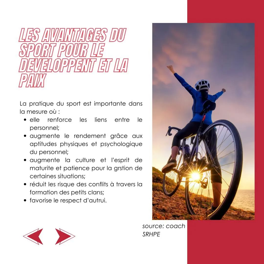 ✨ 06avril journée internationale du sport au service du développement et de la paix.
✅la journée internationale du sport au service du développement et de la paix a comme thème cette année : " le sport pour la promotion des sociétés pacifiques et inclusives . "
Le sport a le pouvoir de changer le monde ; c'est un droit fondamental et un outil puissant pour renforcer les liens sociaux et promouvoir le développement durable et la paix, ainsi que la solidarité et le respect de tous.
Il est plus nécessaire de rappeler l’importance de l’activité physique.
Le but de cette journée est de montrer que le sport est considéré comme un outil efficace pour la consolidation de la paix et le règlement des conflits.
#Sport
#Developmentandpeace
—
✨ 06th April international day of sport for development and peace
✅the international day of sport for development and peace has as this year's theme: “sport for the promotion of peaceful and inclusive societies”
Sport has the power to change the world; it is a fundamental right and a powerful tool to strengthen social bonds and promote sustainable development and peace, as well as solidarity and respect for all.
It is more necessary to remember the importance of physical activity.
The aim of this day is to show that sport is considered an effective tool for peacebuilding and conflict resolution.
#internationaldayofsport
#developmentandpeace