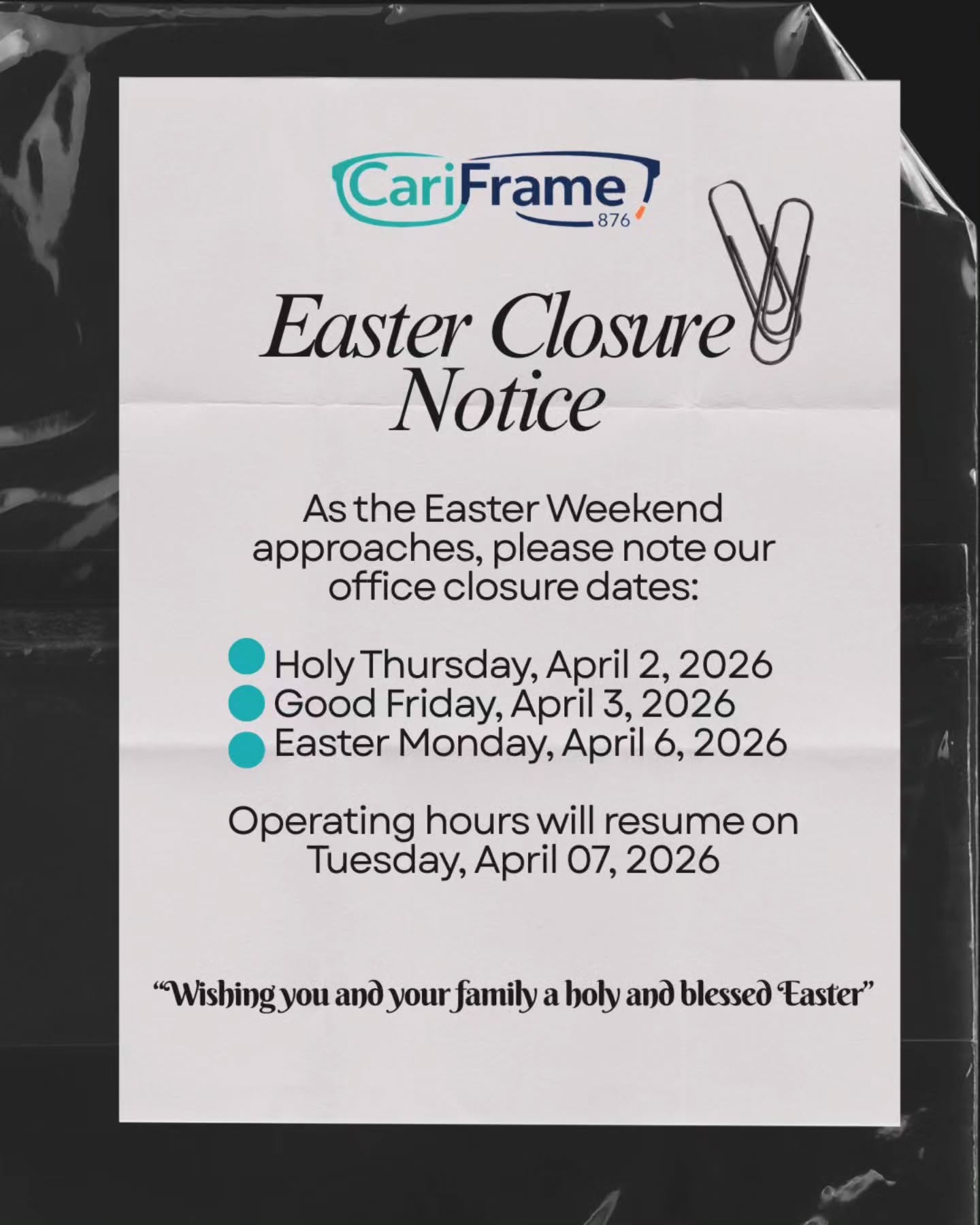 Have a safe and holy Easter!
#cariframe #eyecandy #eyewearfashion #portmore