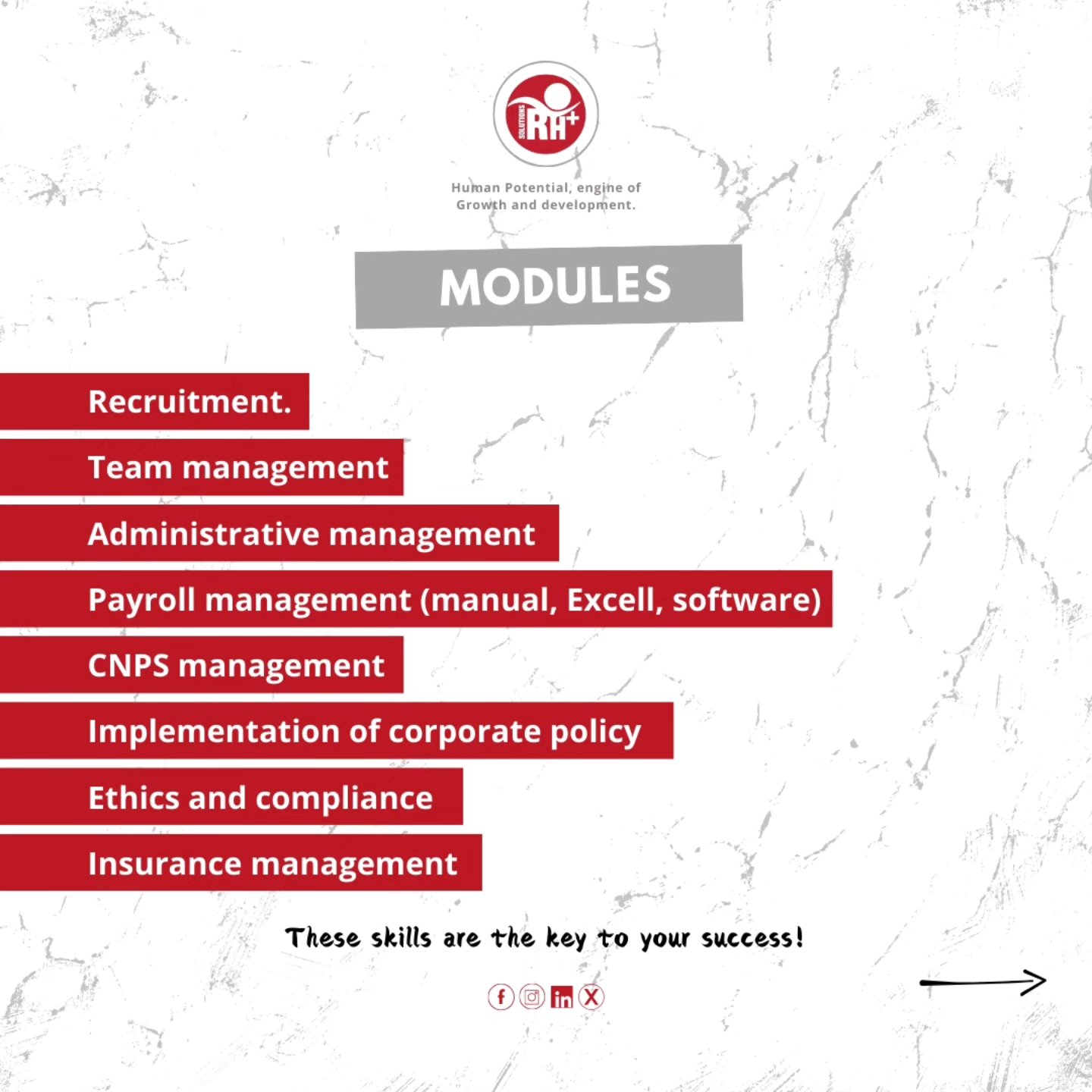 🚀 Kick-start your career with practical skills! 🚀
Our Young Graduate Program is designed to equip you with hands-on expertise in:
✅ Recruitment & Team Management
✅ Payroll & Administrative Management
✅ CNPS & Insurance Handling
✅ Corporate Policy & Compliance
💼 Be job-ready with real-world skills! Join now!
#CareerBoost #YoungGraduate #ProfessionalGrowth