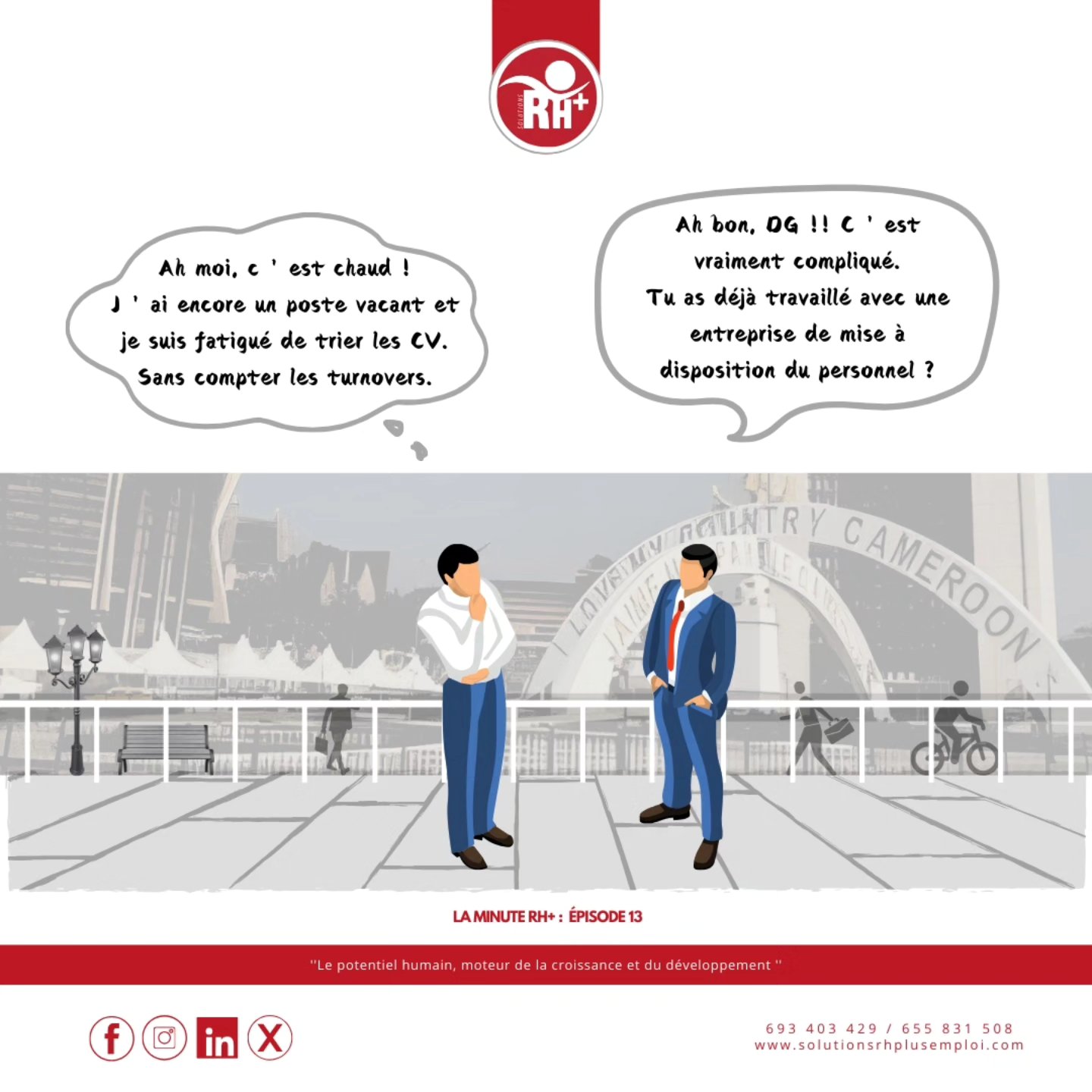 Vous êtes fatigué de trier les CV et de gérer les turnovers ? SOLUTIONS RH+ EMPLOI est là pour vous faciliter la tâche ! 🏢💼
Nous nous occupons de tout : recrutement, contrats, salaires, congés.
Vous n’aurez plus qu’à profiter du travail bien fait. Contactez-nous au 693 40 34 29 ou au 655 83 15 08, ou visitez notre site : www.solutionsrhplusemploi.com.
#Tchad #Congo #Cameroun #Garoua #Douala #Gabon #Ngaoundere #bafoussam #edea #Bonamoussadi #bonanjo #Bepanda #logpom #makepe #Deido #Bonapriso #DÉIDO
#GestionRH #RecrutementExterne #BusinessCameroun #Externalisation