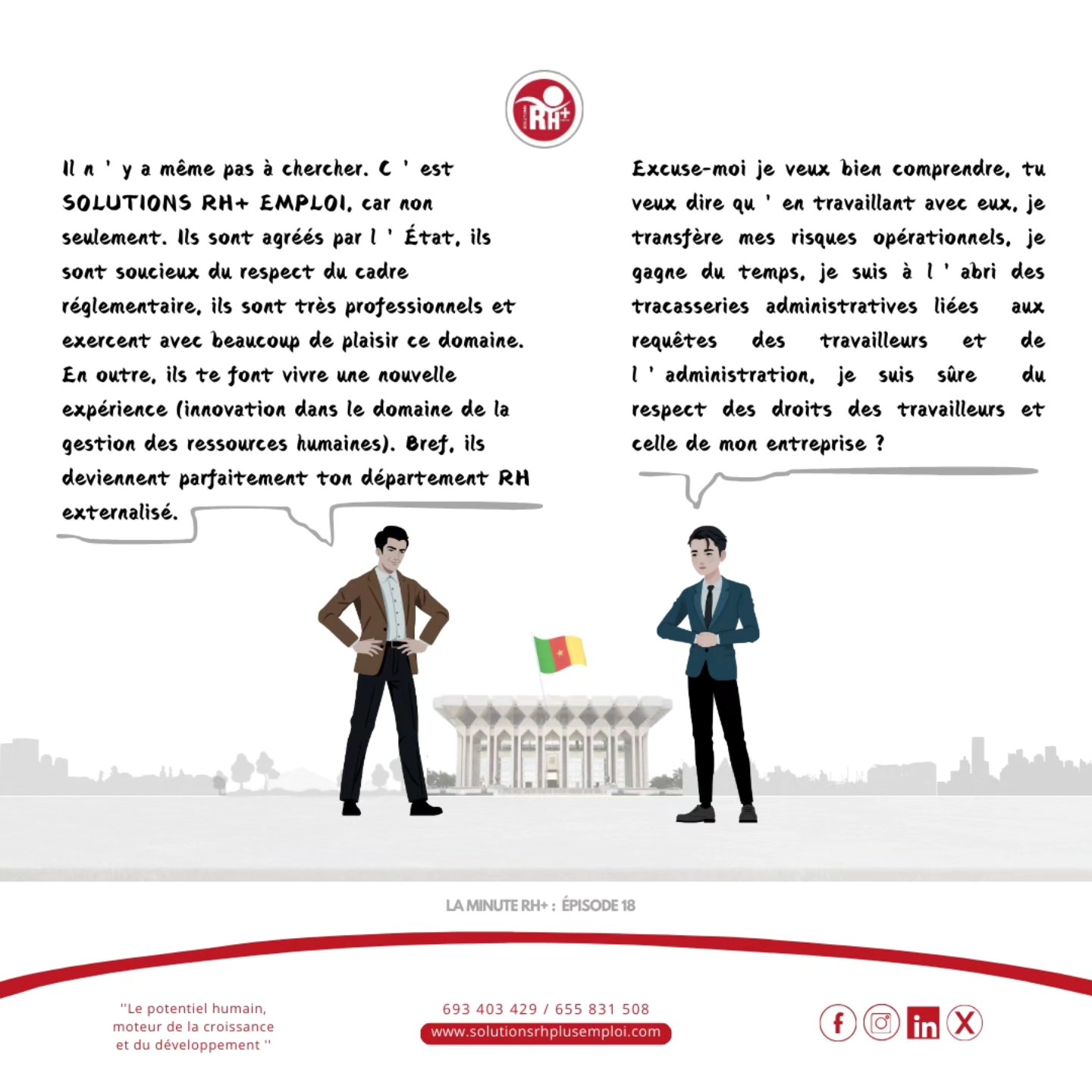 🚀 Déléguer, c’est avancer !
Confier la gestion de ton personnel à SOLUTIONS RH+ EMPLOI, c'est :
✅ Moins de stress administratif
✅ Plus d’efficacité et de flexibilité
✅ Une gestion optimisée de tes ressources humaines
📲 Swipe vers notre bio pour plus d’infos ou appelle-nous au 693 40 34 29 ou 655 83 15 08 !
Ou notre site web www.solutionsrhplusemploi.com
@srhp_foodindustry
@solutionsrhplus
#PME #Compétitivité #Cameroun #SolutionsInnovantes
#recrutementexterne #Tchad #Congo #Cameroun #Garoua #Douala #Gabon #Ngaoundere #bafoussam #edea
#Bonamoussadi #bonanjo #Bepanda #logpom #makepe #Deido #Bonapriso #DÉIDO #GestionRH #RecrutementExterne #BusinessCameroun #Externalisation