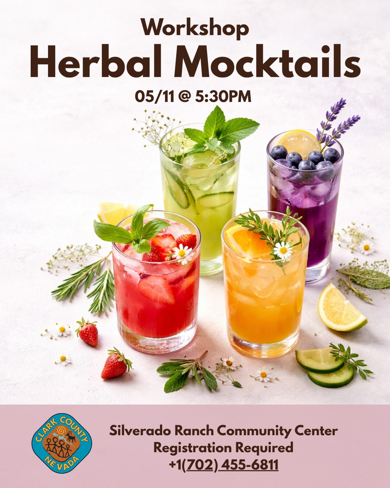 Join me at Silverado Ranch Community Center on Monday the 11th for an Herbal Mocktails Workshop where we’ll make and taste a few different herbal mocktails perfect for hot days, gatherings, and summer events ✨
