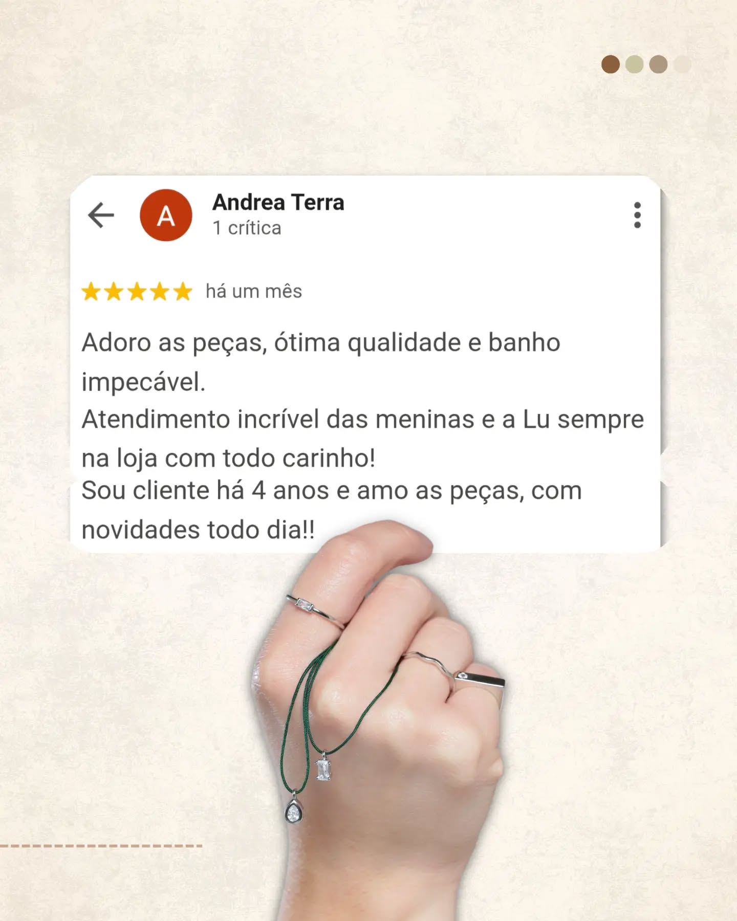 Cada avaliação que recebemos representa muito mais do que cinco estrelas. ✨
Ela carrega histórias de mulheres que decidiram empreender, confiaram na Lu Acessórios e encontraram uma parceira para crescer. Agradecemos a cada cliente que faz parte da nossa trajetória e compartilha sua experiência. É essa confiança que nos motiva a evoluir todos os dias e a oferecer o melhor para quem escolhe empreender conosco. 💛 Que a próxima história de sucesso seja a sua. #LuAcessórios #SemijoiasNoAtacado #EmpreendedorismoFeminino #RevendaDeSemijoias #AtacadoDeSemijoias
