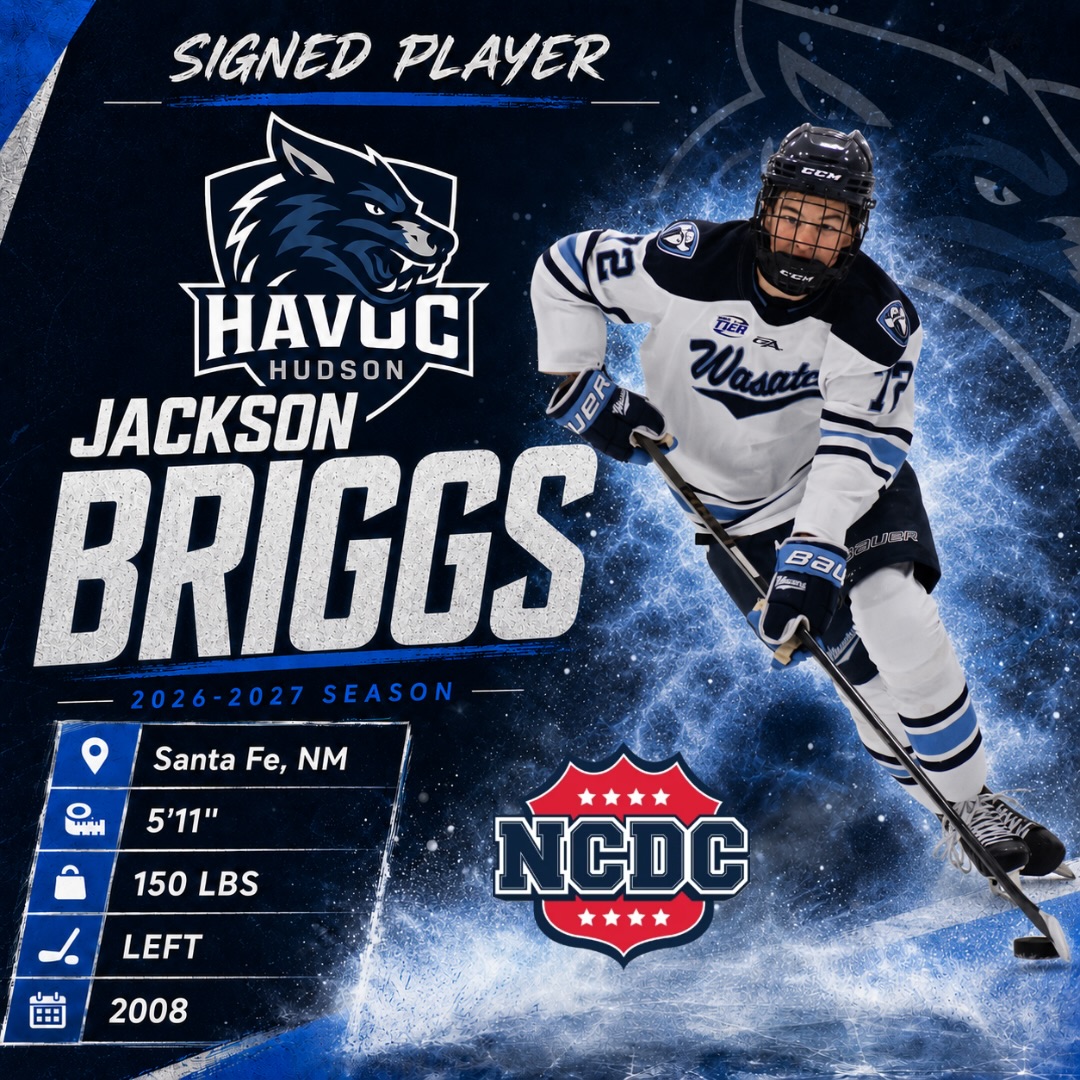 🚨SIGNED PLAYER🚨The Hudson Havoc are excited to officially welcome Jackson Briggs to the Havoc family for the 2026-2027 season!We are thrilled to welcome Jackson Briggs to the Hudson Havoc. Jackson is a highly skilled player who brings an exciting combination of speed, hands, and compete level every time he steps on the ice.The New Mexico native has the ability to create offense in a variety of ways and consistently puts pressure on opponents with his skating and puck skills. What stood out to us throughout the recruiting process was not only his talent, but also his drive to improve and his willingness to do whatever it takes to help his team succeed.Beyond the hockey player, Jackson is a tremendous young man with outstanding character. He is the type of player coaches love to work with and teammates enjoy being around. We believe Jackson has tremendous upside, and we are excited to help him continue his development both on and off the ice.We’re excited to have Jackson as part of the Havoc family and look forward to seeing the impact he will make this season.
— Head Coach Russell BaronePlayer Comparison: Travis Konecny#ncdc #wisconsinhockey #hudsonhavoc #hudsonwi
