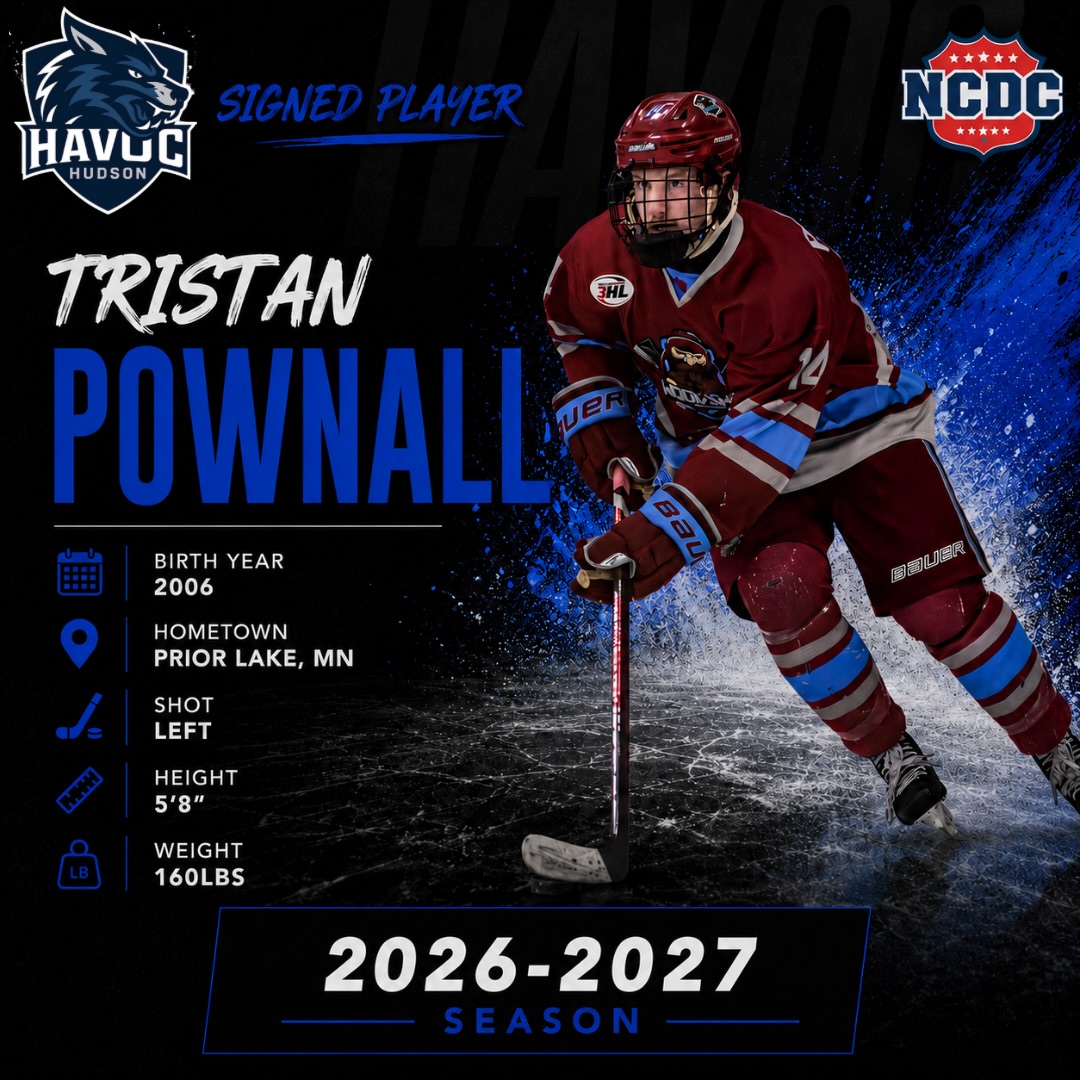 🚨SIGNED PLAYER🚨Another competitor is officially joining the Havoc. 🔥Welcome Tristan Pownall to Hudson Havoc! 🏒⚡️We’re thrilled to officially welcome Tristan Pownall to the Hudson Havoc family. Tristan is a proven junior hockey player who brings a tremendous amount of experience, leadership, and character to our locker room. He’s the type of player every coach loves to have—a relentless competitor who isn’t afraid to get into the hard areas of the ice while also possessing the skill and hockey IQ to make plays and produce offensively. Having spent time as a defenseman before transitioning to forward, Tristan brings a unique perspective and understanding of the game that benefits him in all situations.What really stood out throughout our conversations and at camp was the way Tristan carries himself. He has natural leadership qualities, competes with an edge, and plays the game the right way. He battles for every puck, isn’t afraid to do the little things that help teams win, and has the ability to impact the game in all three zones. Just as importantly, he’s an outstanding teammate whose work ethic, maturity, and attitude fit exactly what we’re building in Hudson.We’re incredibly excited to have Tristan wearing a Havoc jersey and can’t wait to see the impact he’ll make both on and off the ice this season.
- Head Coach Russell BaronePlayer Comparison: Brad Marchand#hudsonwisconsin #wisconsinhockey #hudsonhavoc #ncdc #hudsonwis