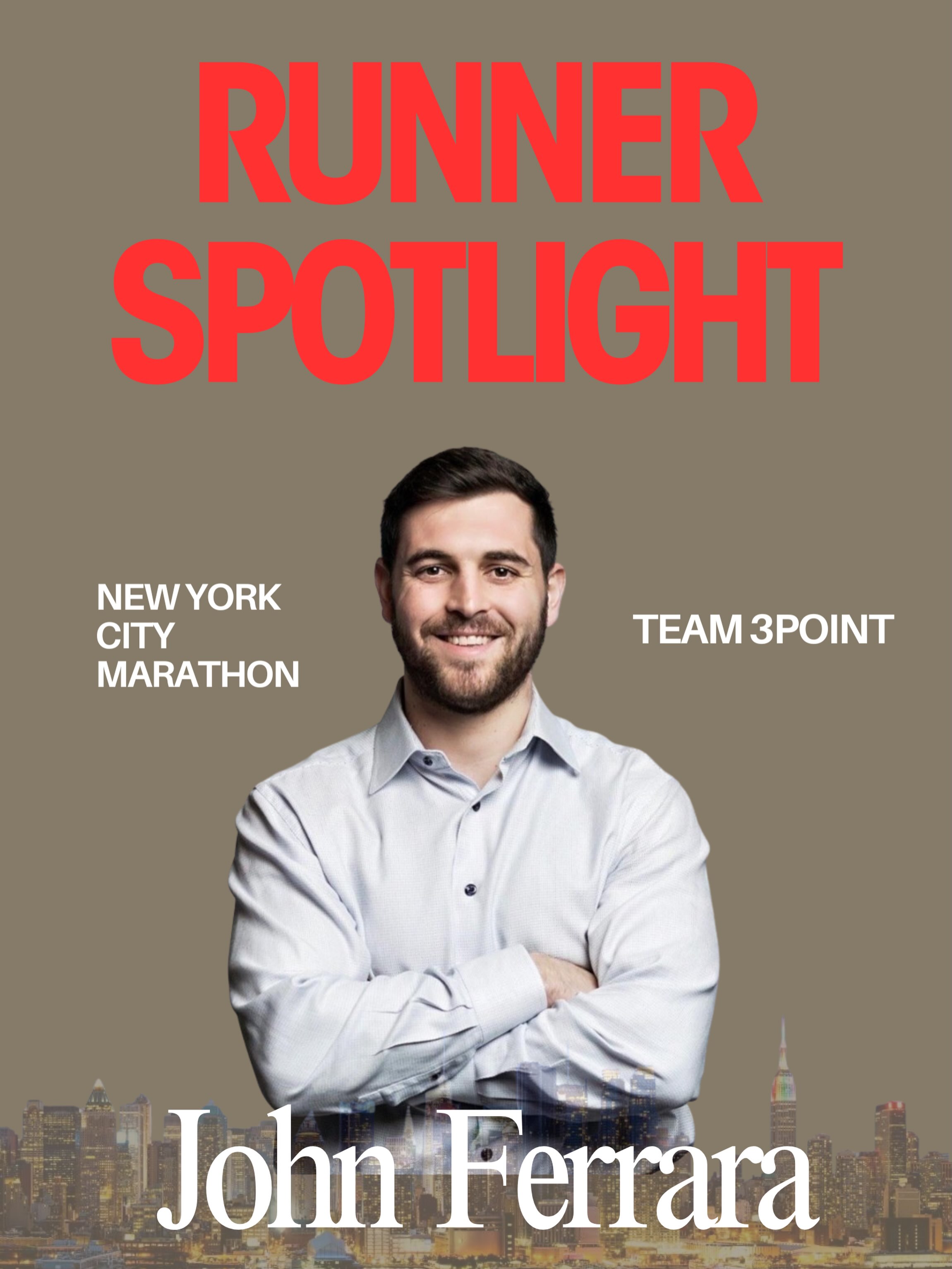 Meet John Ferrara, our incredible 2026 NYC Marathon runner!John is taking on 26.2 miles to help ensure more young people have access to the life-changing opportunities that sports and mentorship provide. Here is John’s story: “Running for 3Point in the NYC Marathon is a huge honor for me and is very close to my upbringing. Growing up on a street filled with friends who I still am close with to this day, we always pushed each other to compete through sports and other competitions. I believe every child should have the opportunity to play sports if they want because not only are they fun, but they also teach you to work hard and are a great way to foster a tight knit community. I have taken this competitive spirit with me throughout my life and am so overjoyed to be supporting a charity that also believes in the importance of engaging with the youth through physical activity and human connection. A sincere thank you to 3Point for making this possible!”Donate through the Zeffy link in our bio 🔗 #Team3Point #NYCMarathon #RunFor3Point #YouthDevelopment #SportsForGood